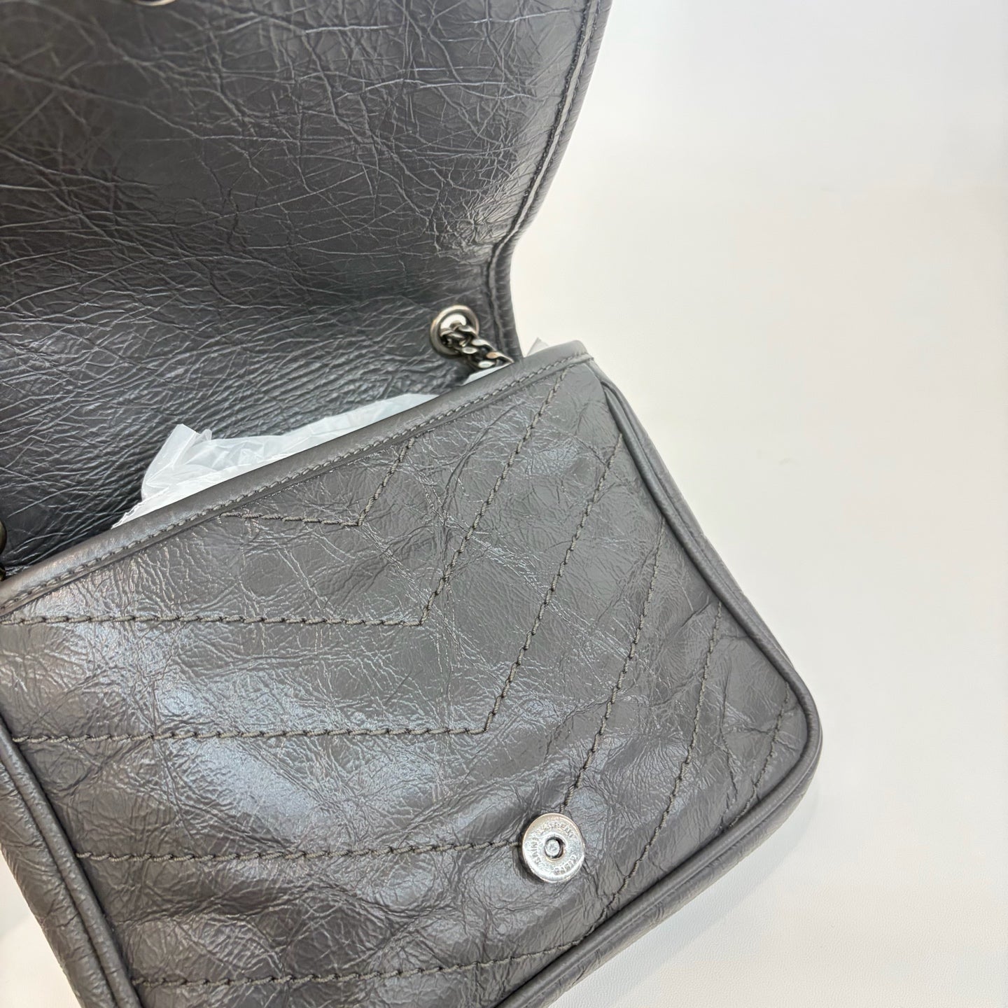Saint Laurent - Niki - Leather - Grey - (small)
