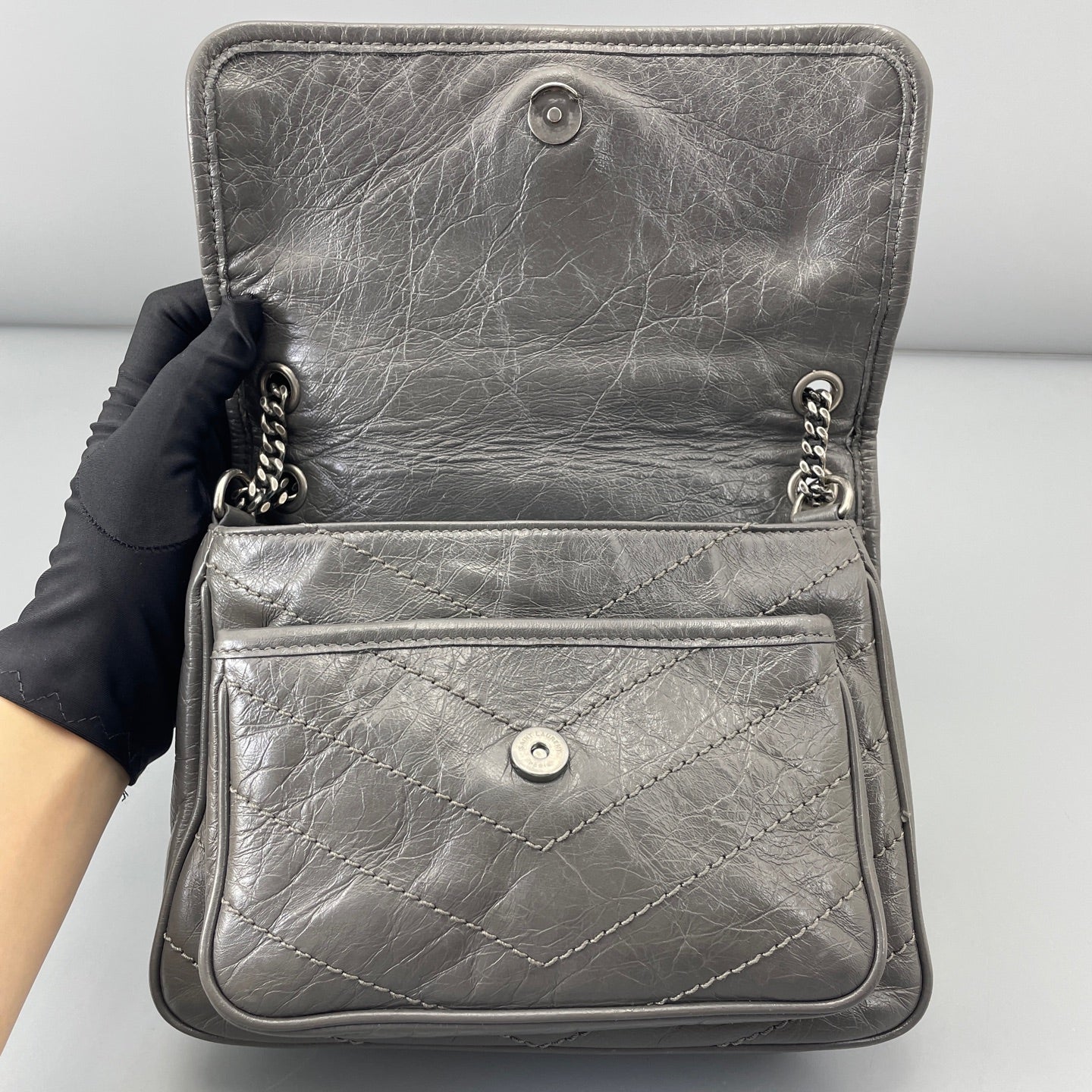 Saint Laurent - Niki - Leather - Grey - (small)