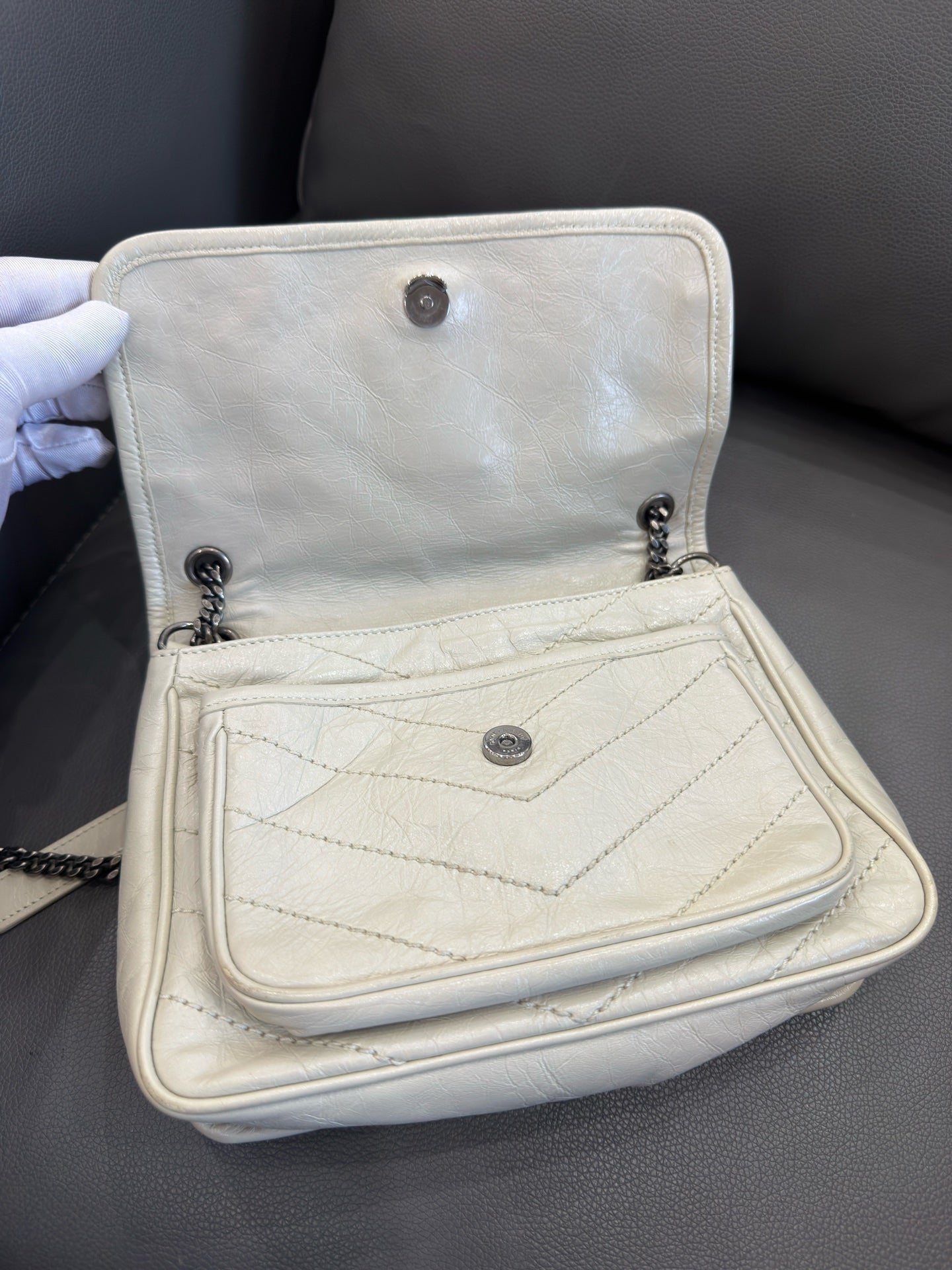 Saint Laurent - Niki - Leather - White - (small)