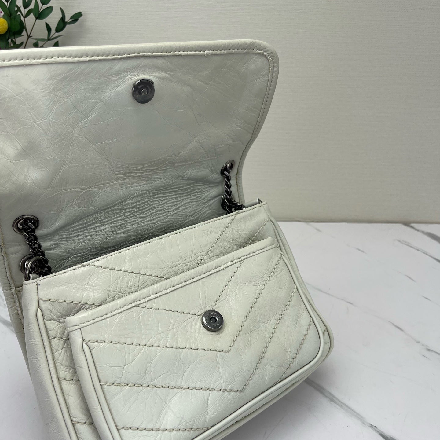 Saint Laurent - Niki - Leather - White - (Small)