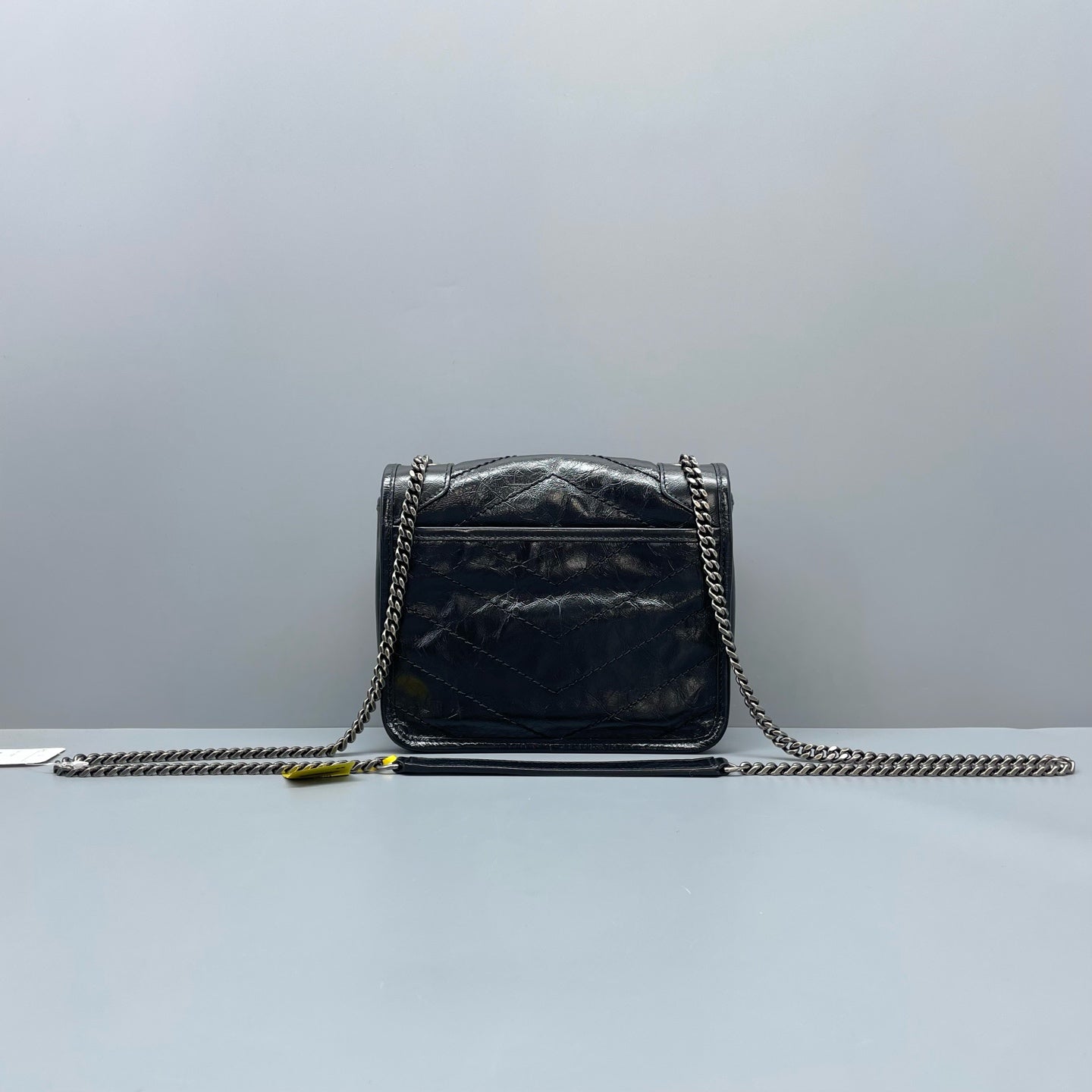 Saint Laurent - Niki Mini Chain Bag - Crinkled leather - Black - (mini)