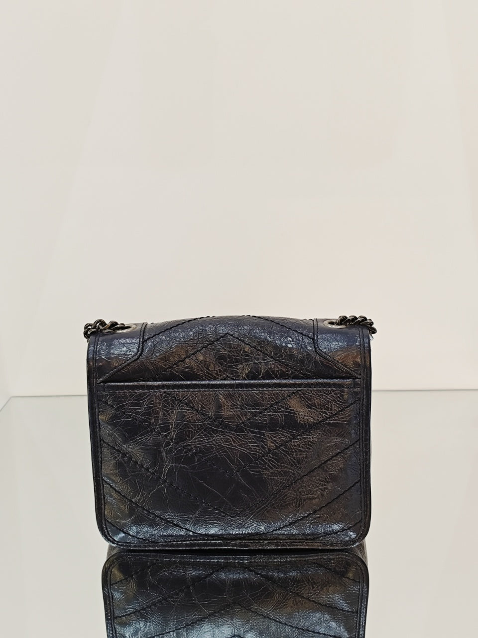 Saint Laurent - Niki Mini - Crinkled vintage leather - Midnight Blue - (mini)