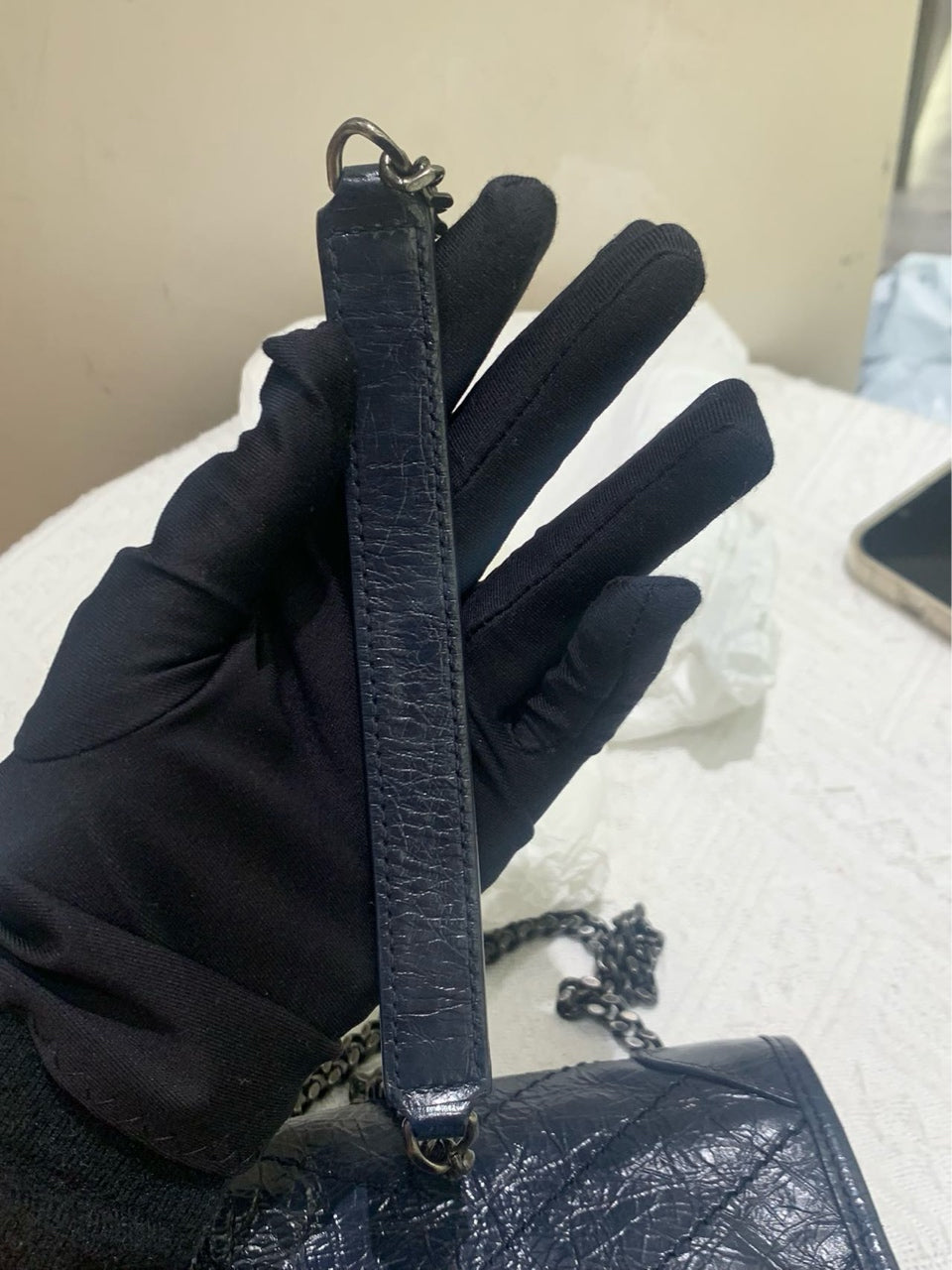 Saint Laurent - Niki Mini - Crinkled vintage leather - Midnight Blue - (mini)