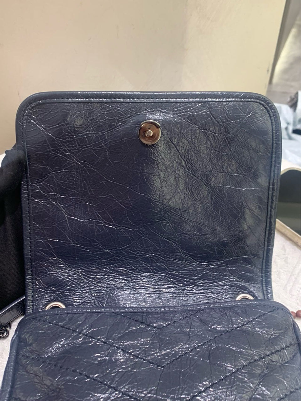 Saint Laurent - Niki Mini - Crinkled vintage leather - Midnight Blue - (mini)