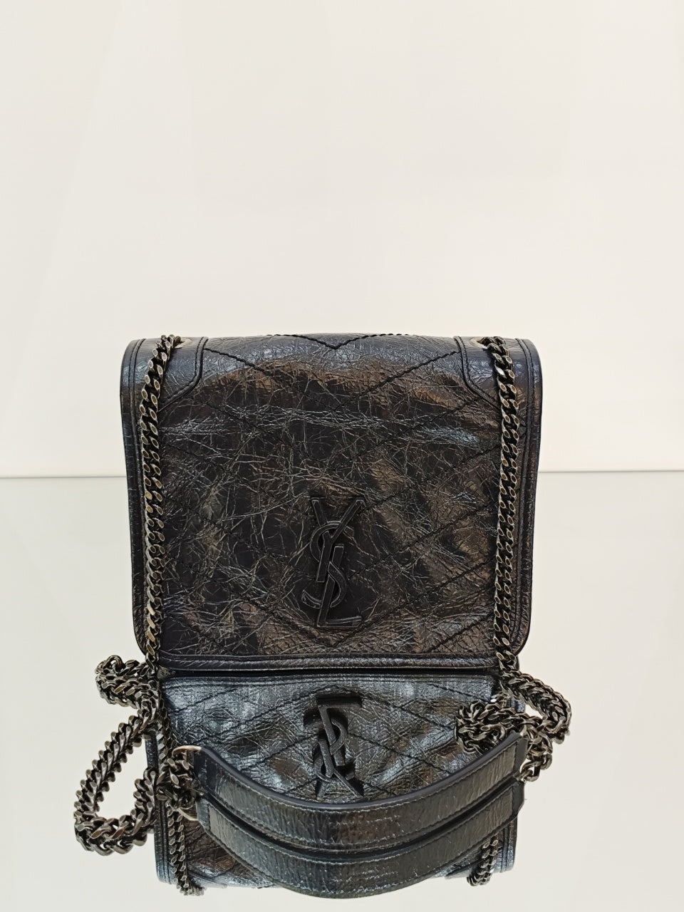 Saint Laurent - Niki Mini - Crinkled vintage leather - Midnight Blue - (mini)