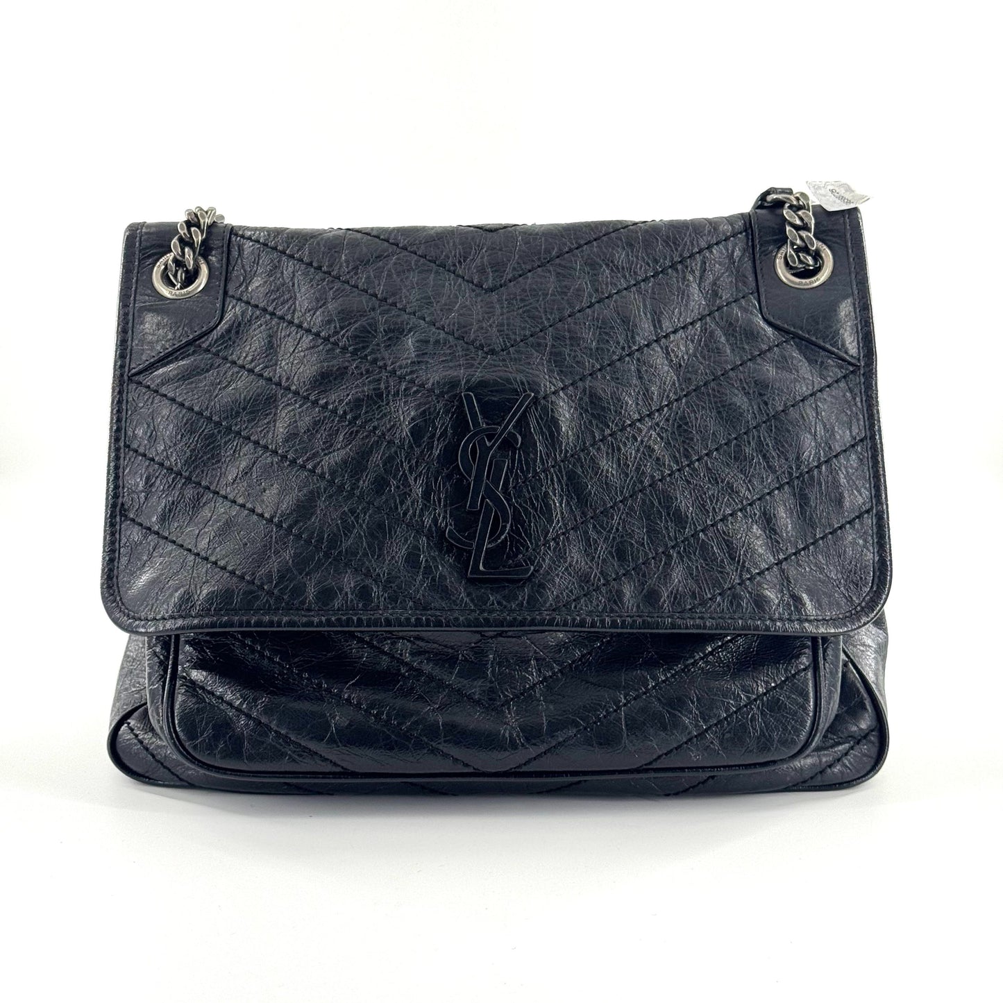 Saint Laurent - Niki - Oiled wax cowhide leather - Black - (large)