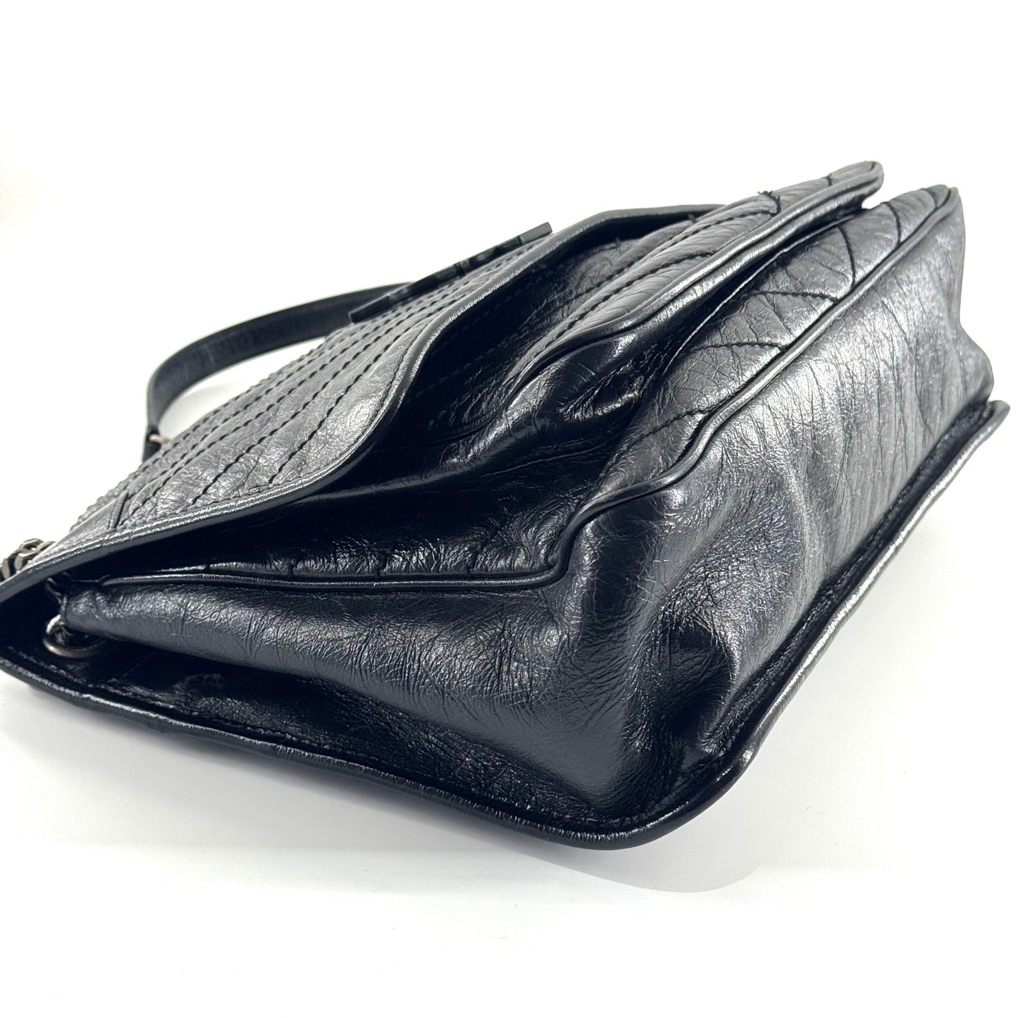 Saint Laurent - Niki - Oiled wax cowhide leather - Black - (large)