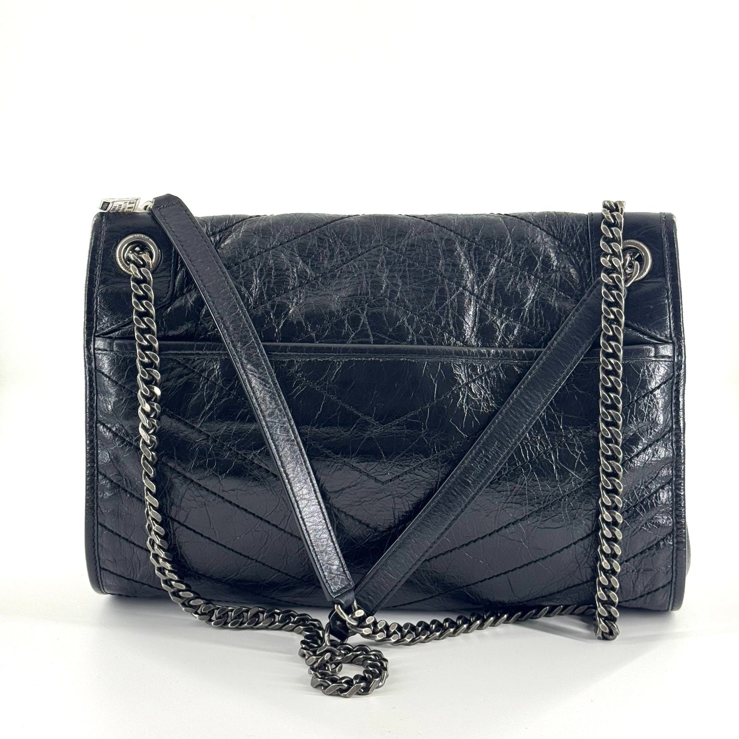 Saint Laurent - Niki - Oiled wax cowhide leather - Black - (large)