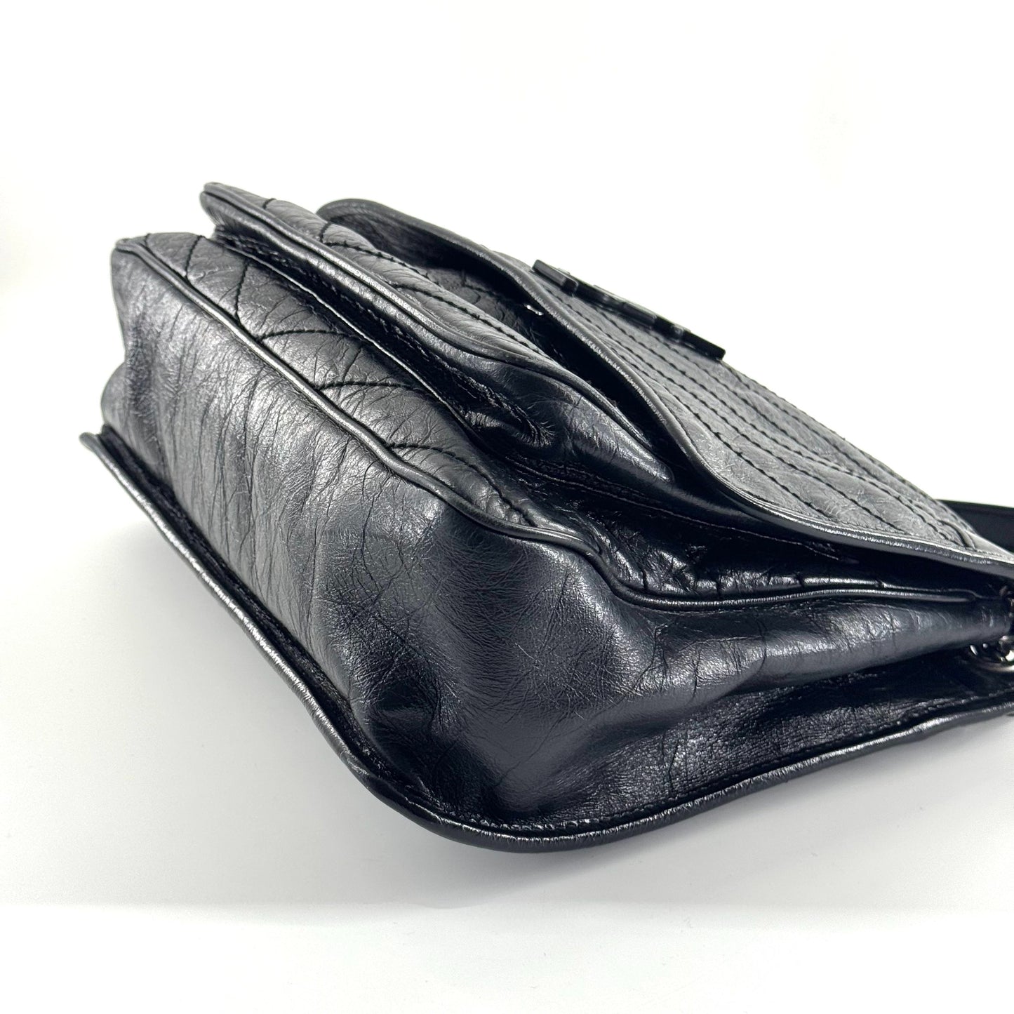 Saint Laurent - Niki - Oiled wax cowhide leather - Black - (large)
