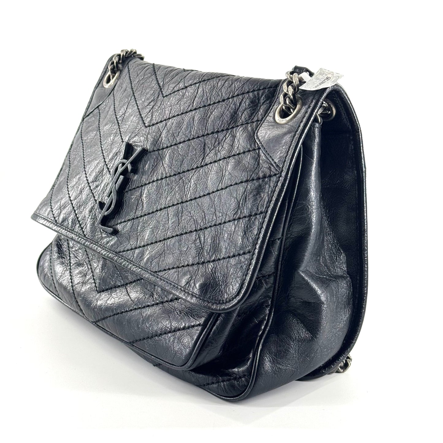 Saint Laurent - Niki - Oiled wax cowhide leather - Black - (large)