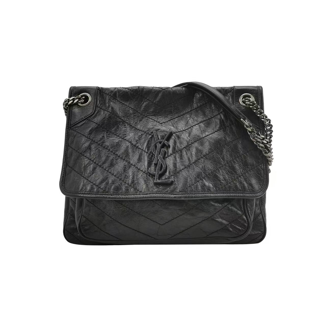 Saint Laurent - Niki - Oiled wax leather - Black - (Large)