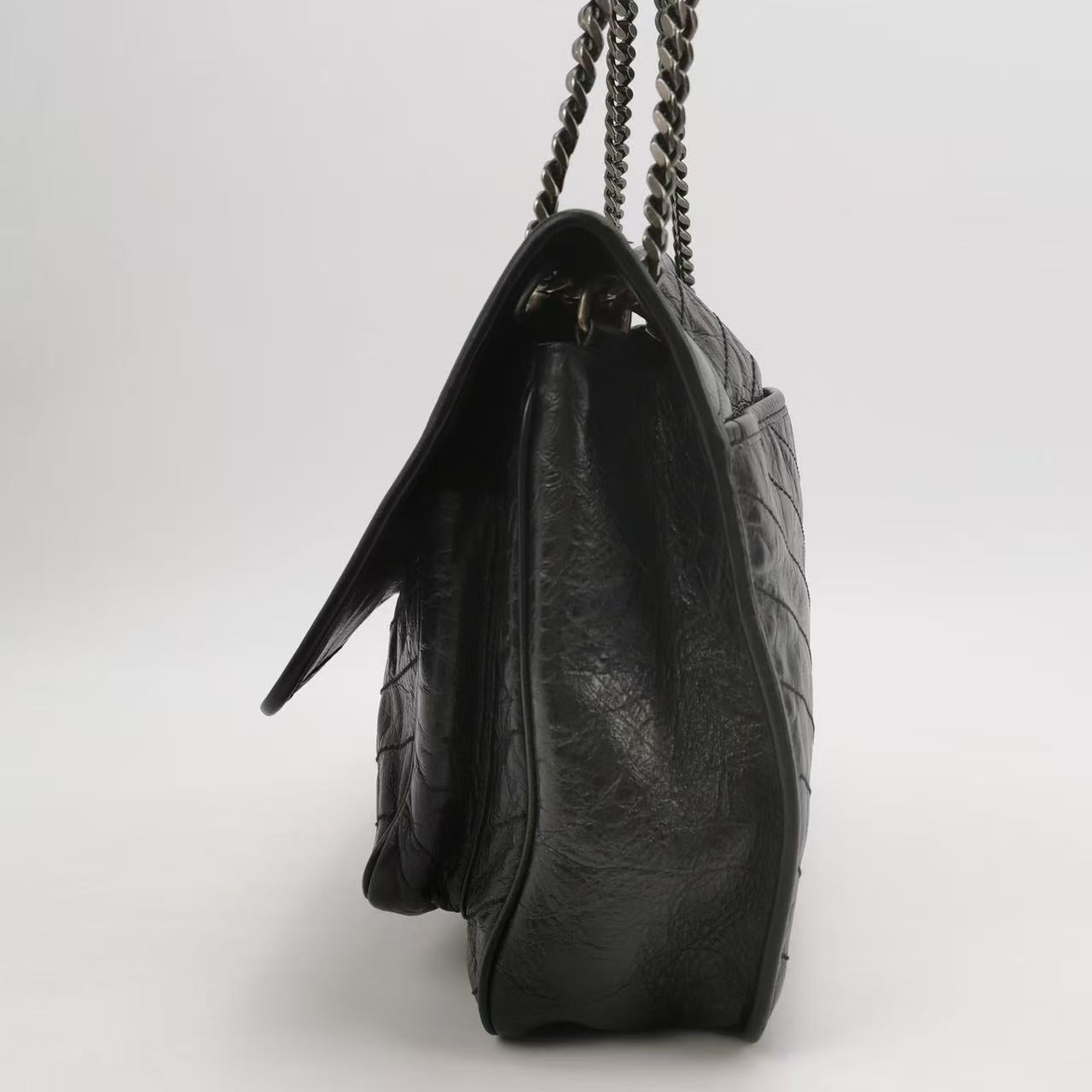 Saint Laurent - Niki - Oiled wax leather - Black - (Large)