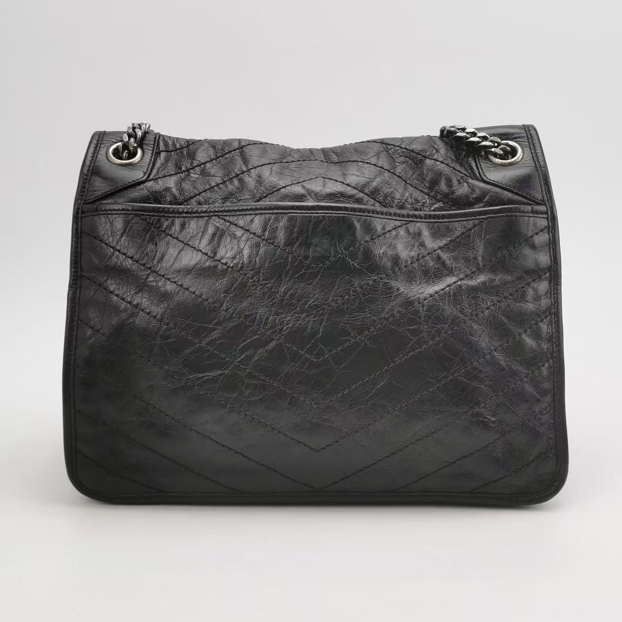 Saint Laurent - Niki - Oiled wax leather - Black - (Large)