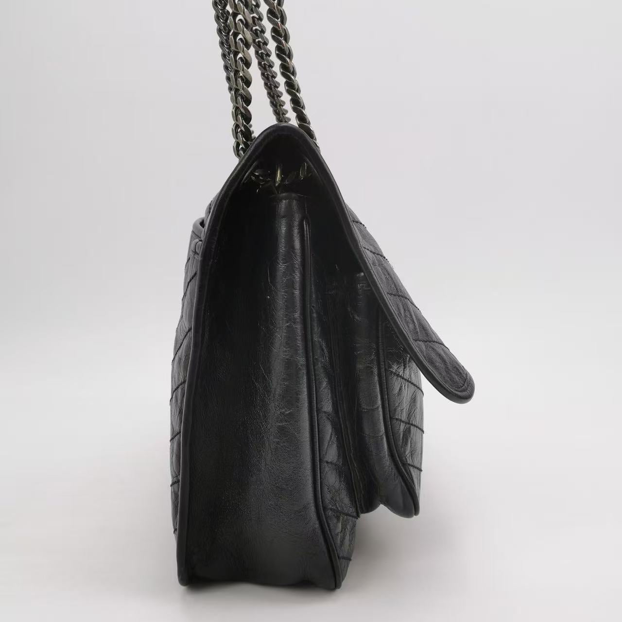 Saint Laurent - Niki - Oiled wax leather - Black - (Large)