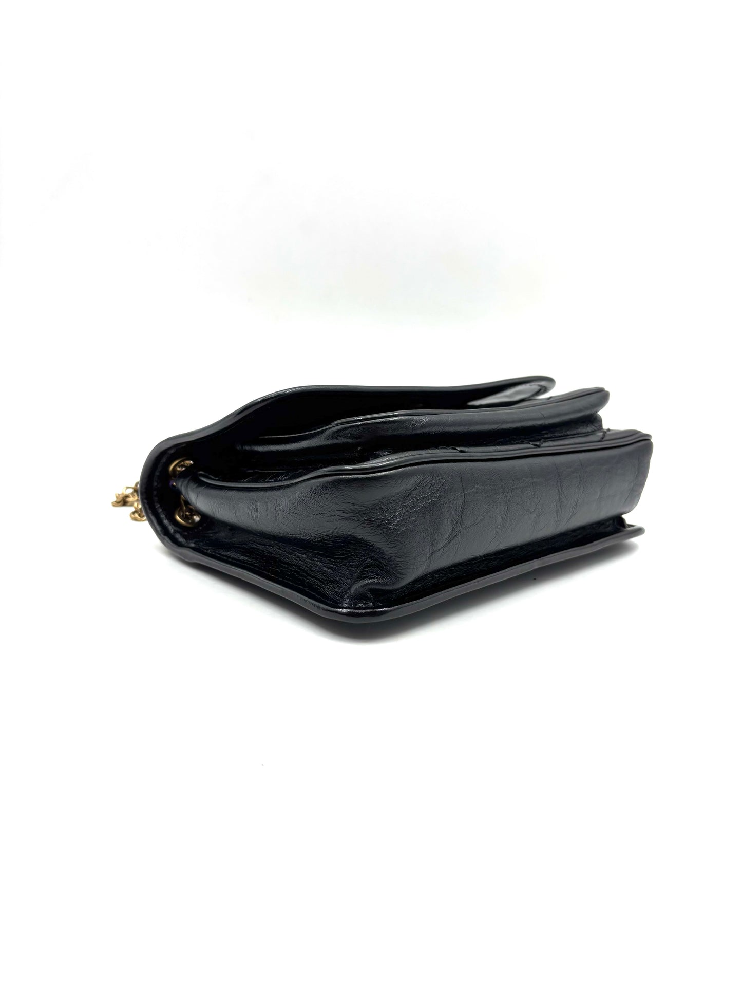 Saint Laurent - Niki - Oiled waxed crinkled calfskin leather - Black - (small)