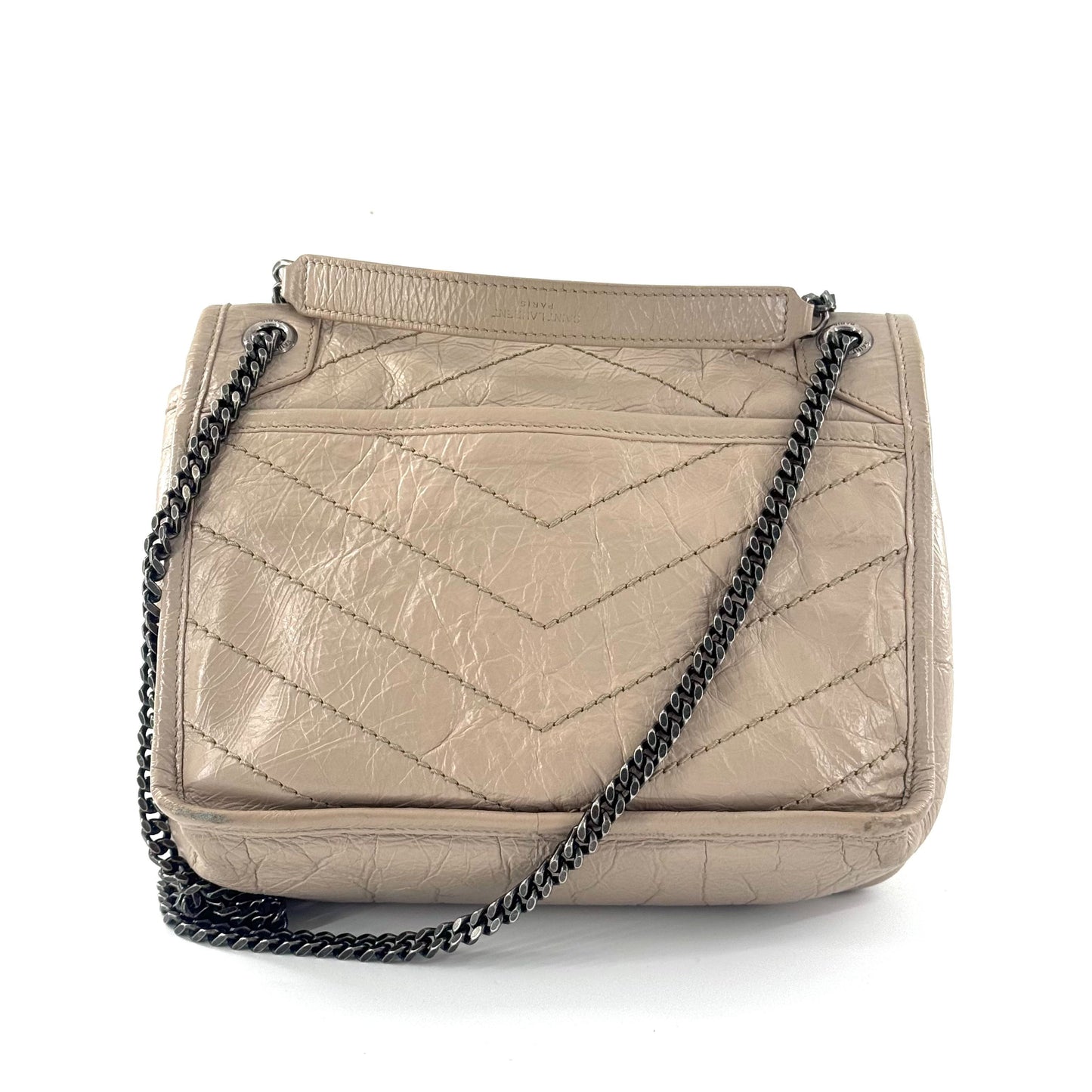 Saint Laurent - Niki Small - Distressed calfskin leather - Beige - (small)