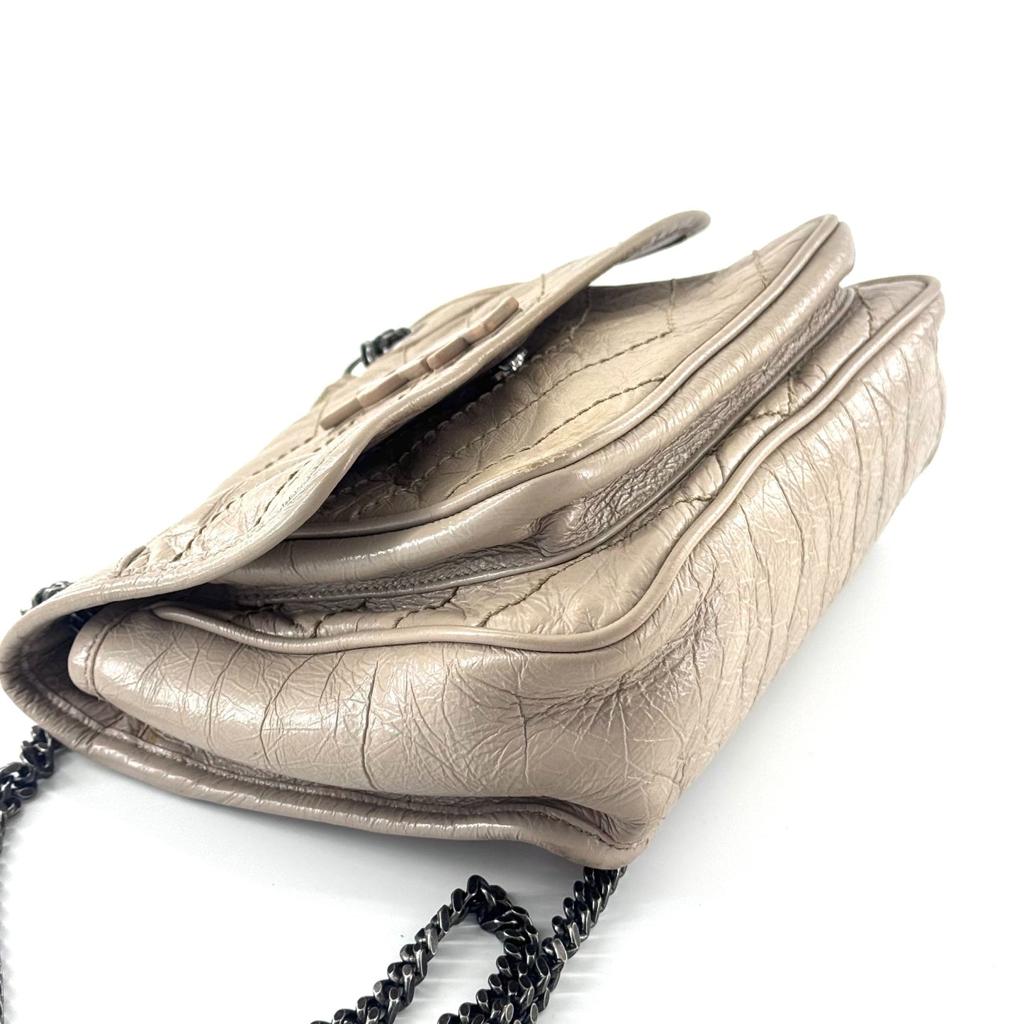 Saint Laurent - Niki Small - Distressed calfskin leather - Beige - (small)