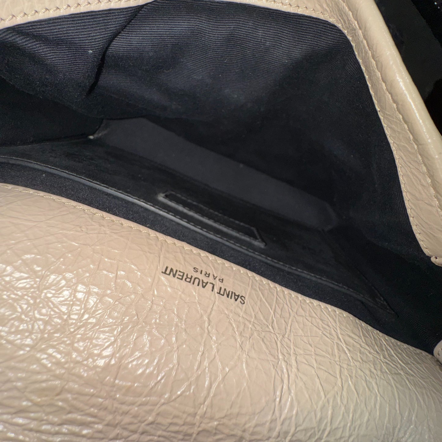 Saint Laurent - Niki Small - Distressed calfskin leather - Beige - (small)