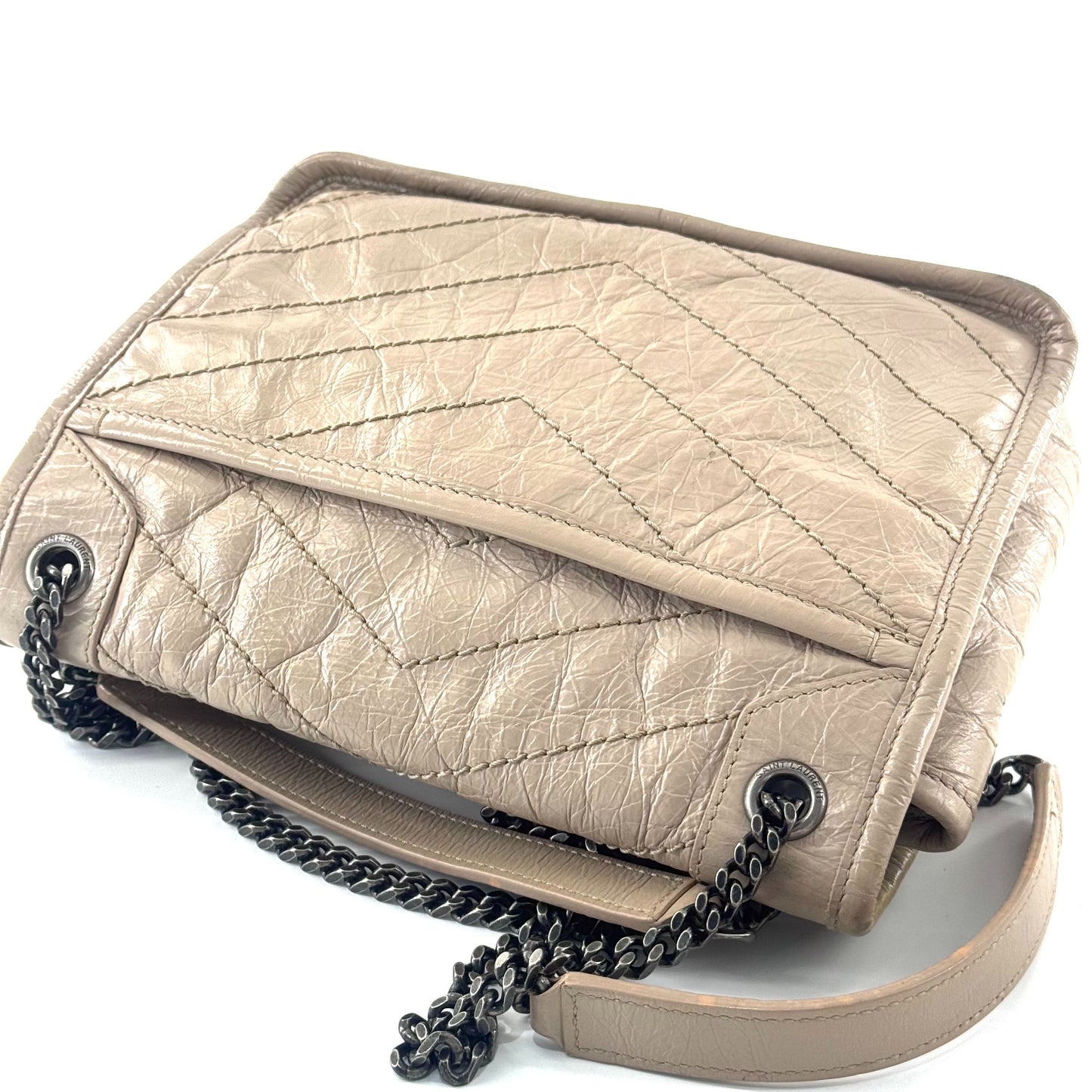 Saint Laurent - Niki Small - Distressed calfskin leather - Beige - (small)