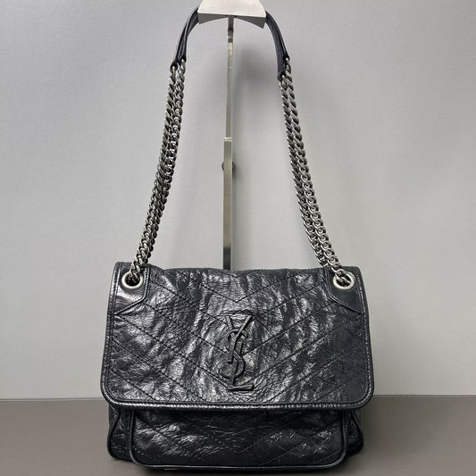 Saint Laurent - Niki - Waxed calf leather - Black - (Medium)