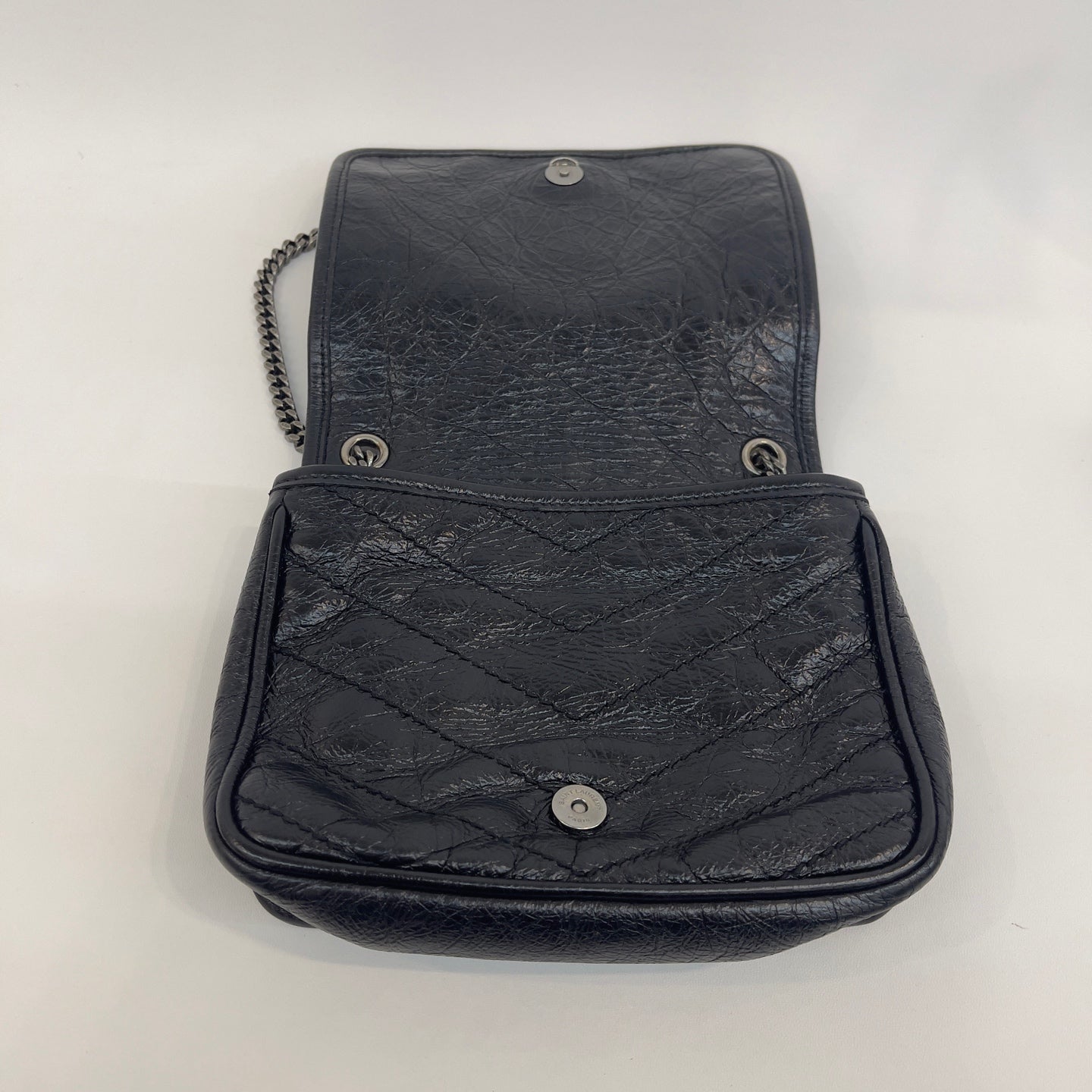 Saint Laurent - Niki WOC (Wallet on Chain) - Crinkled leather - Black - (mini)