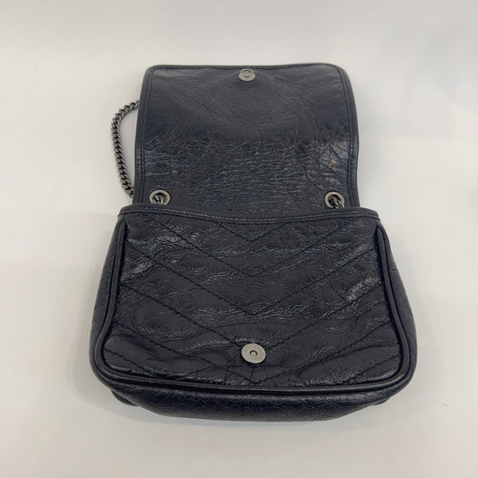 Saint Laurent - Niki WOC (Wallet on Chain) - Crinkled leather - Black - (mini)