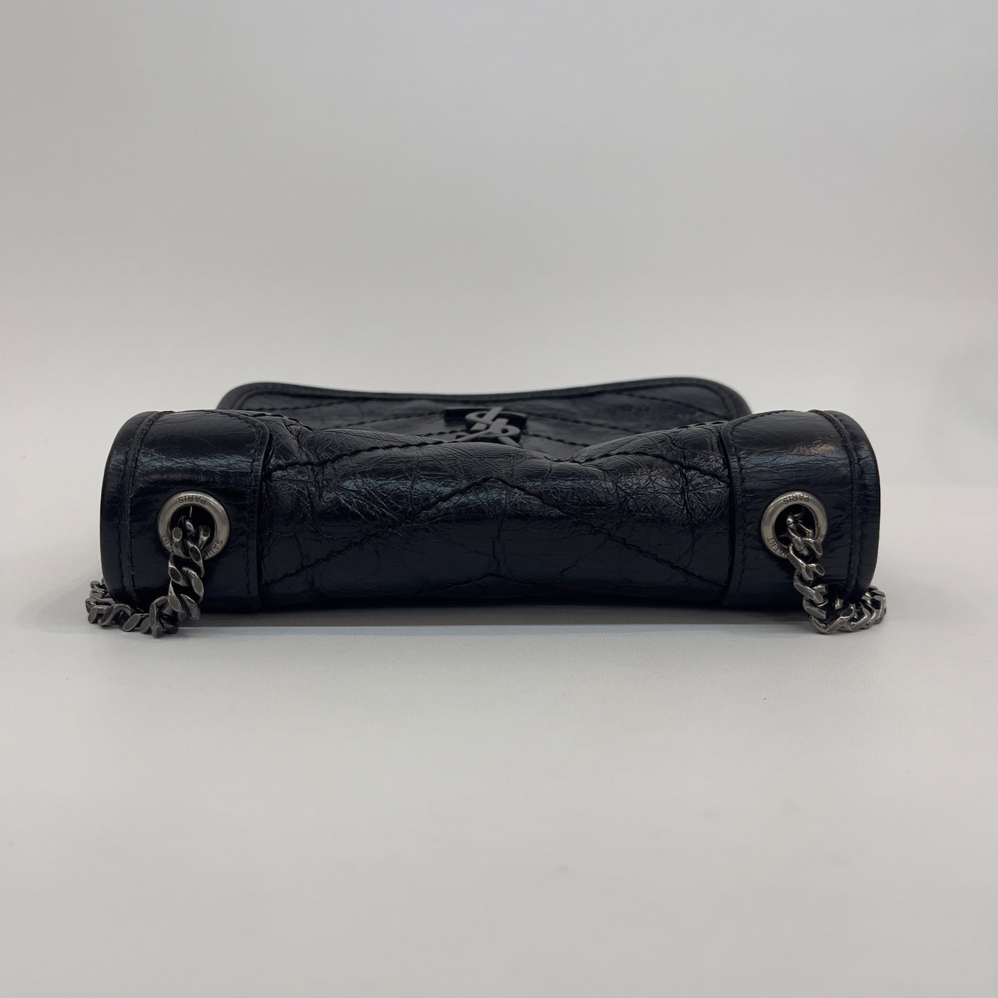 Saint Laurent - Niki WOC (Wallet on Chain) - Crinkled leather - Black - (mini)