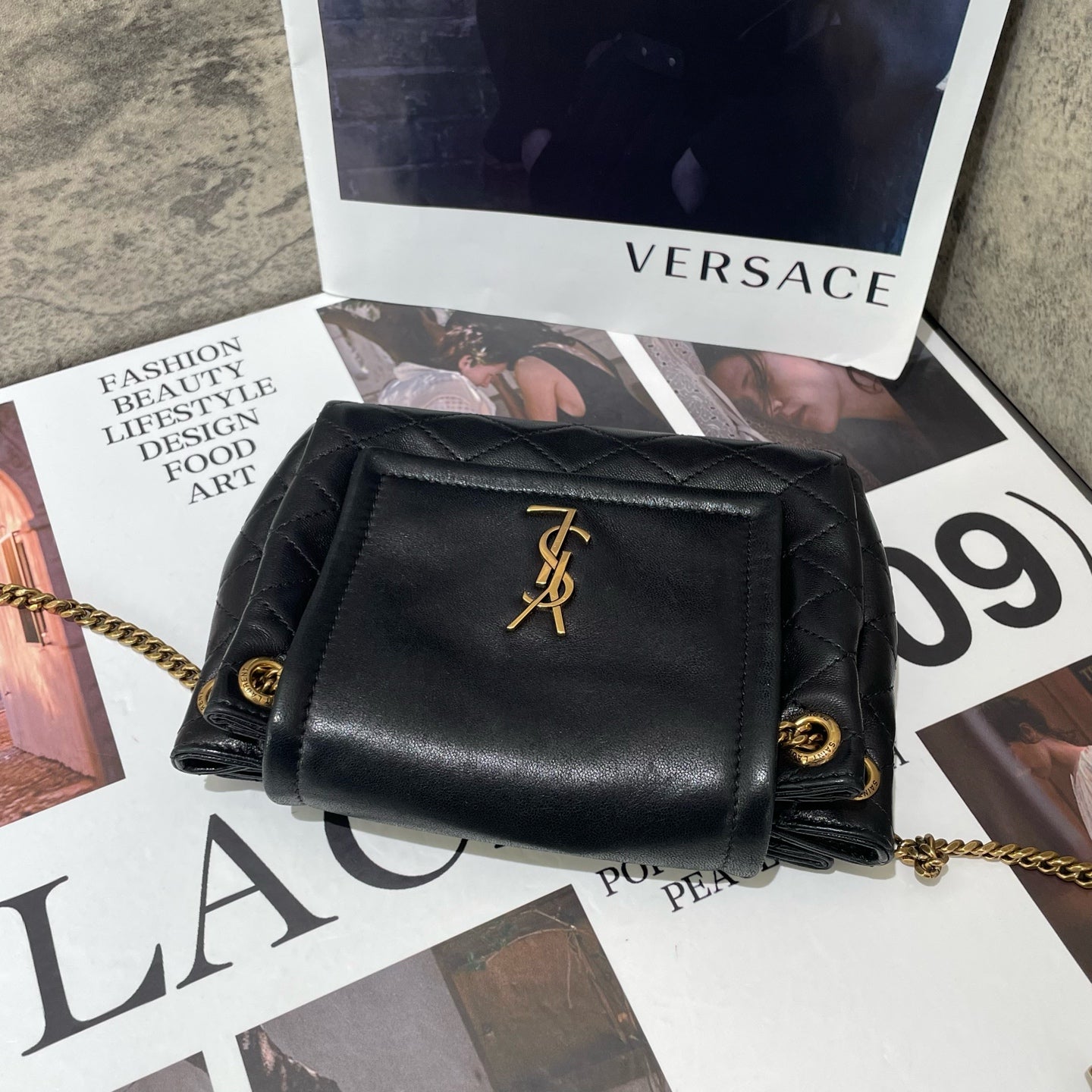 Saint Laurent - Nolita Chain Bag - Leather - Black with Gold-Tone Hardware - (mini)