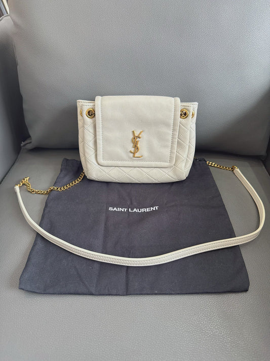 Saint Laurent - Nolita - Grained leather - White with Gold-Tone Hardware - (mini)