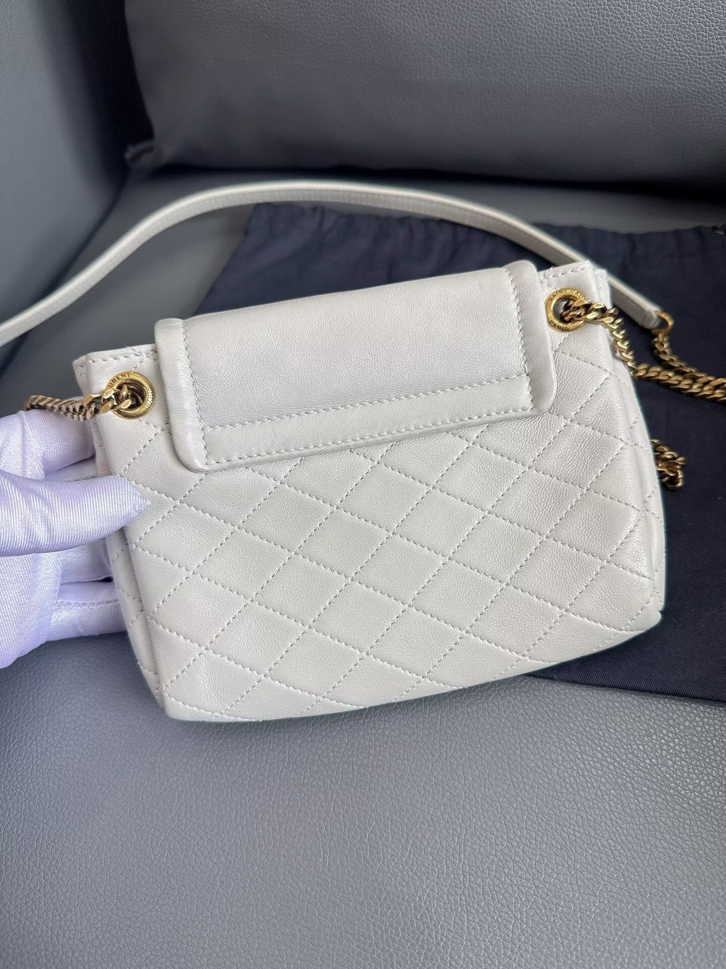 Saint Laurent - Nolita - Grained leather - White with Gold-Tone Hardware - (mini)