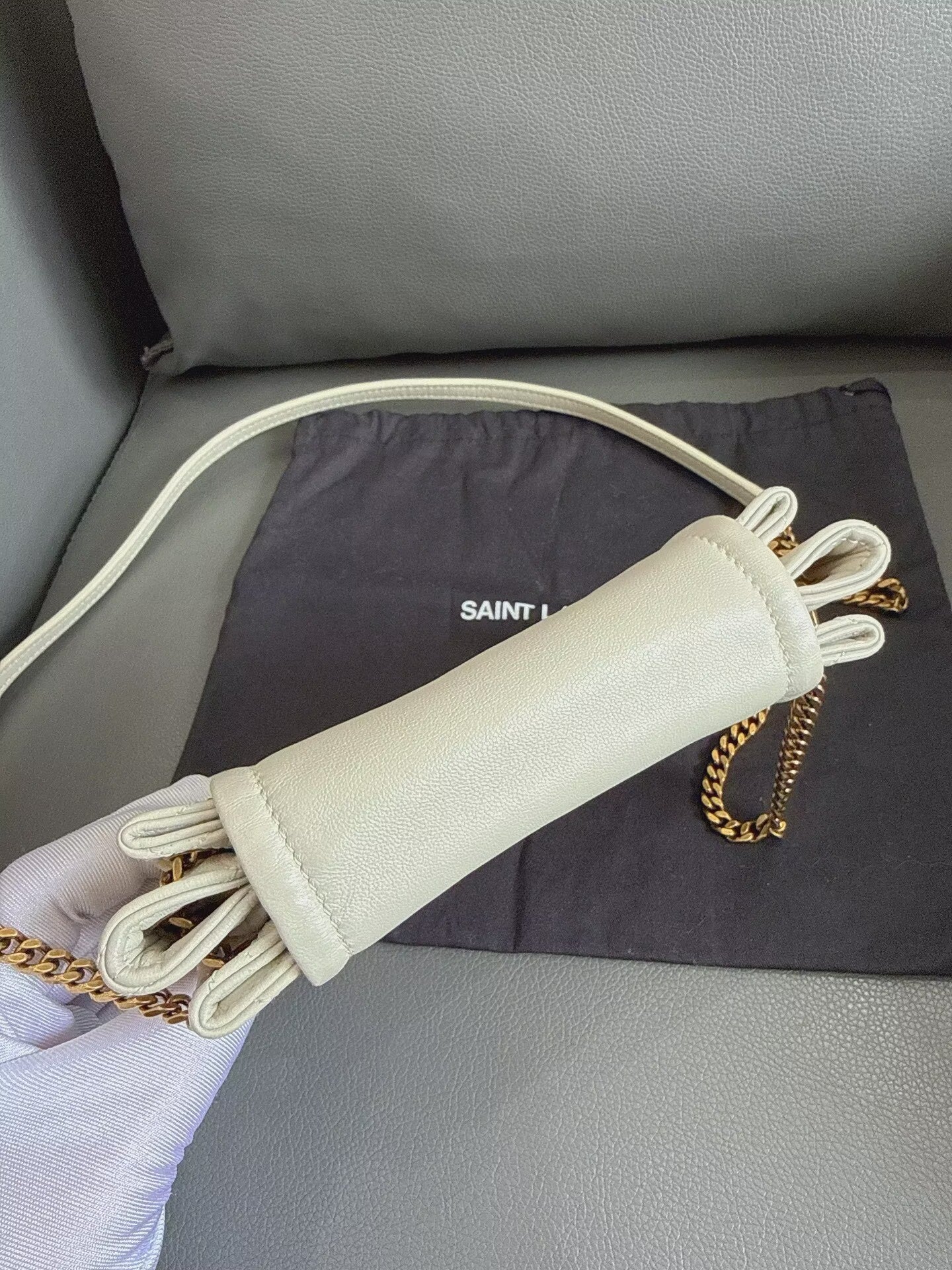 Saint Laurent - Nolita - Grained leather - White with Gold-Tone Hardware - (mini)