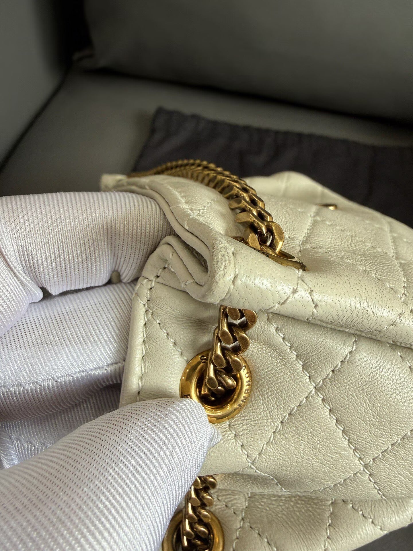 Saint Laurent - Nolita - Grained leather - White with Gold-Tone Hardware - (mini)