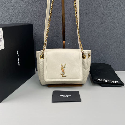 Saint Laurent - Nolita Mini Chain Bag - Leather - White with Gold-Tone Hardware - (mini)