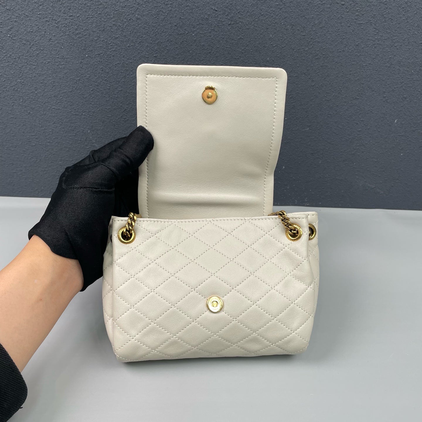 Saint Laurent - Nolita Mini Chain Bag - Leather - White with Gold-Tone Hardware - (mini)