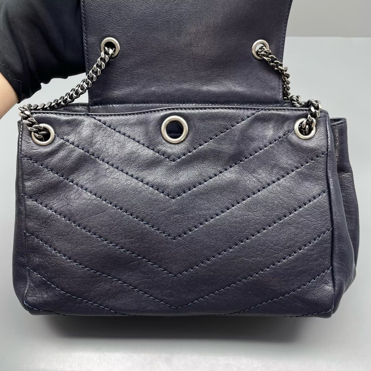 Saint Laurent - Nolita - Quilted lambskin leather - Blue with Silver-Tone Hardware - (Small)
