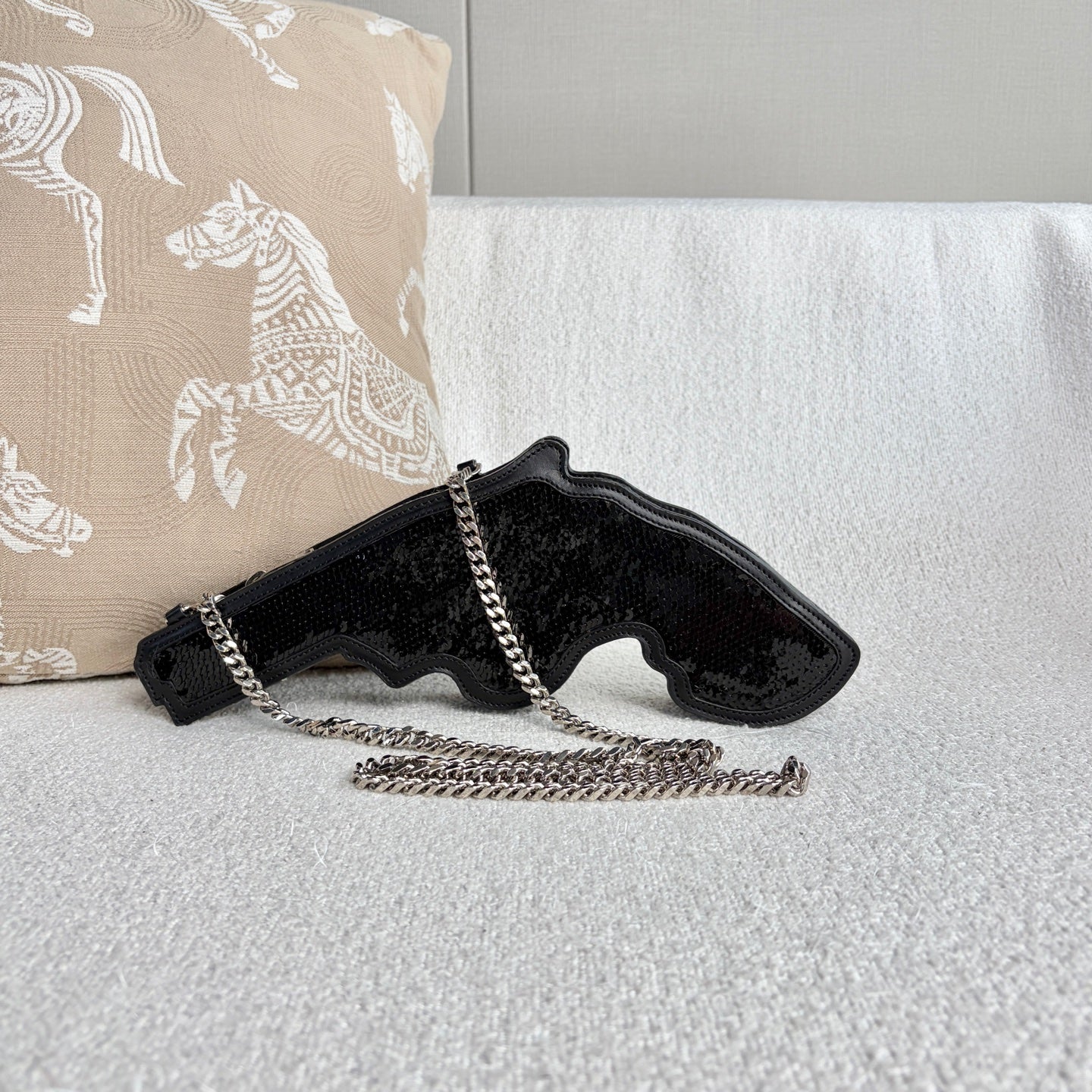 Saint Laurent - Pistol Bag - Sequined exterior with leather trim - Black - (mini)