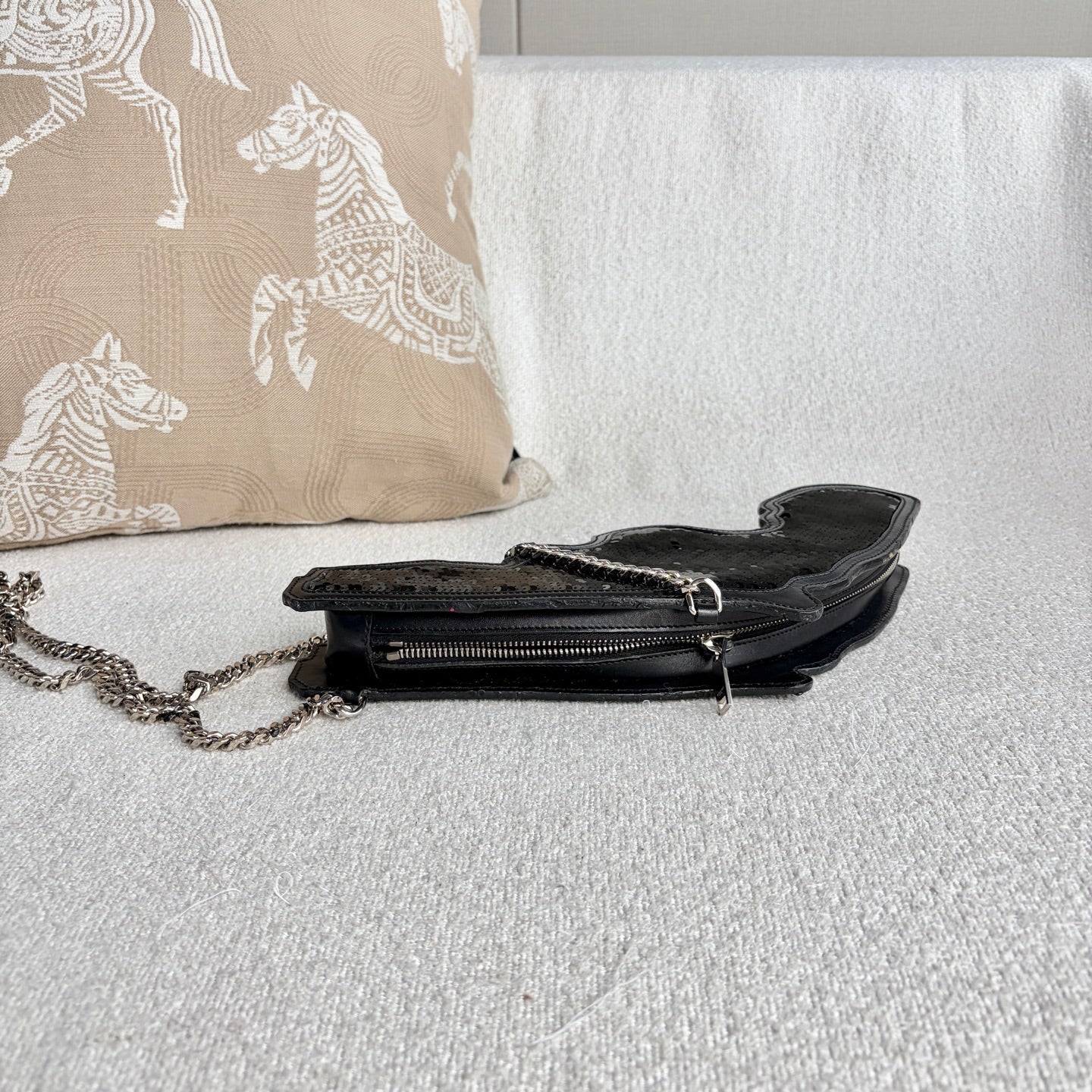 Saint Laurent - Pistol Bag - Sequined exterior with leather trim - Black - (mini)