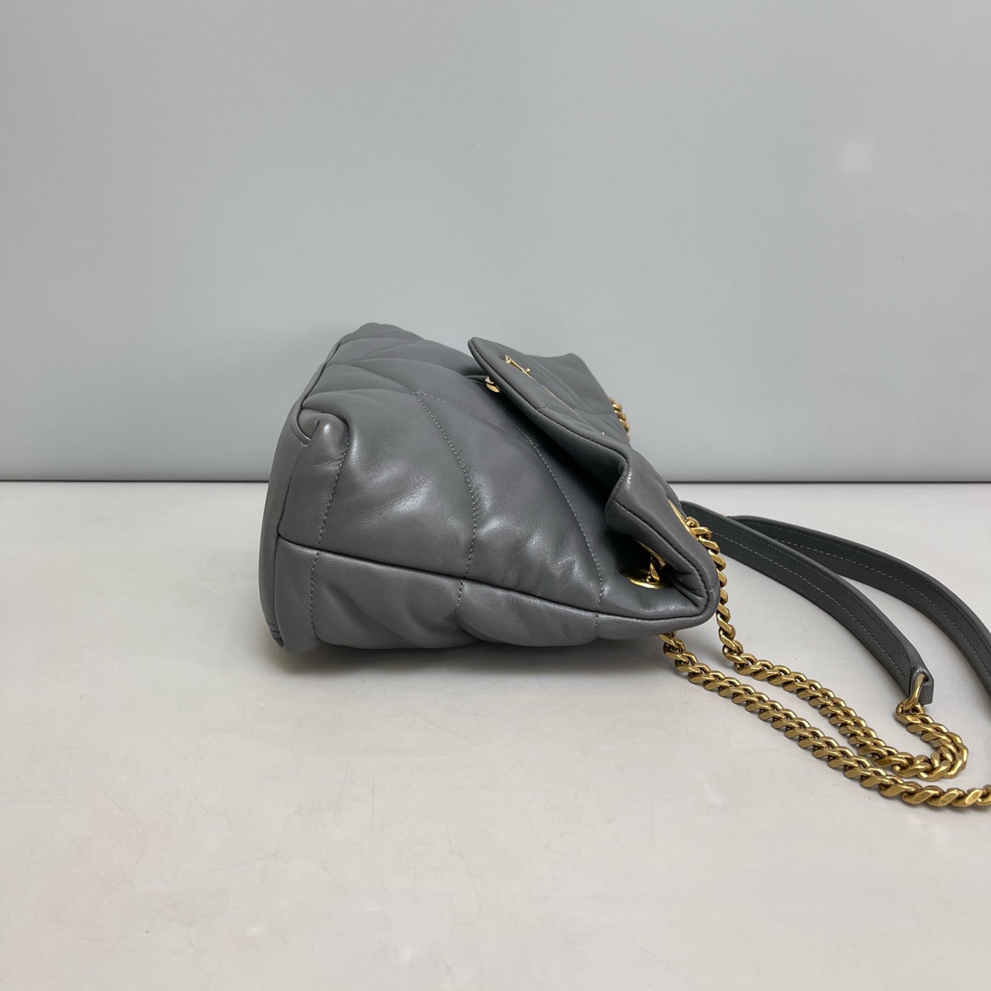 Saint Laurent - Puffer Bag Medium - Leather - Grey - (Medium)