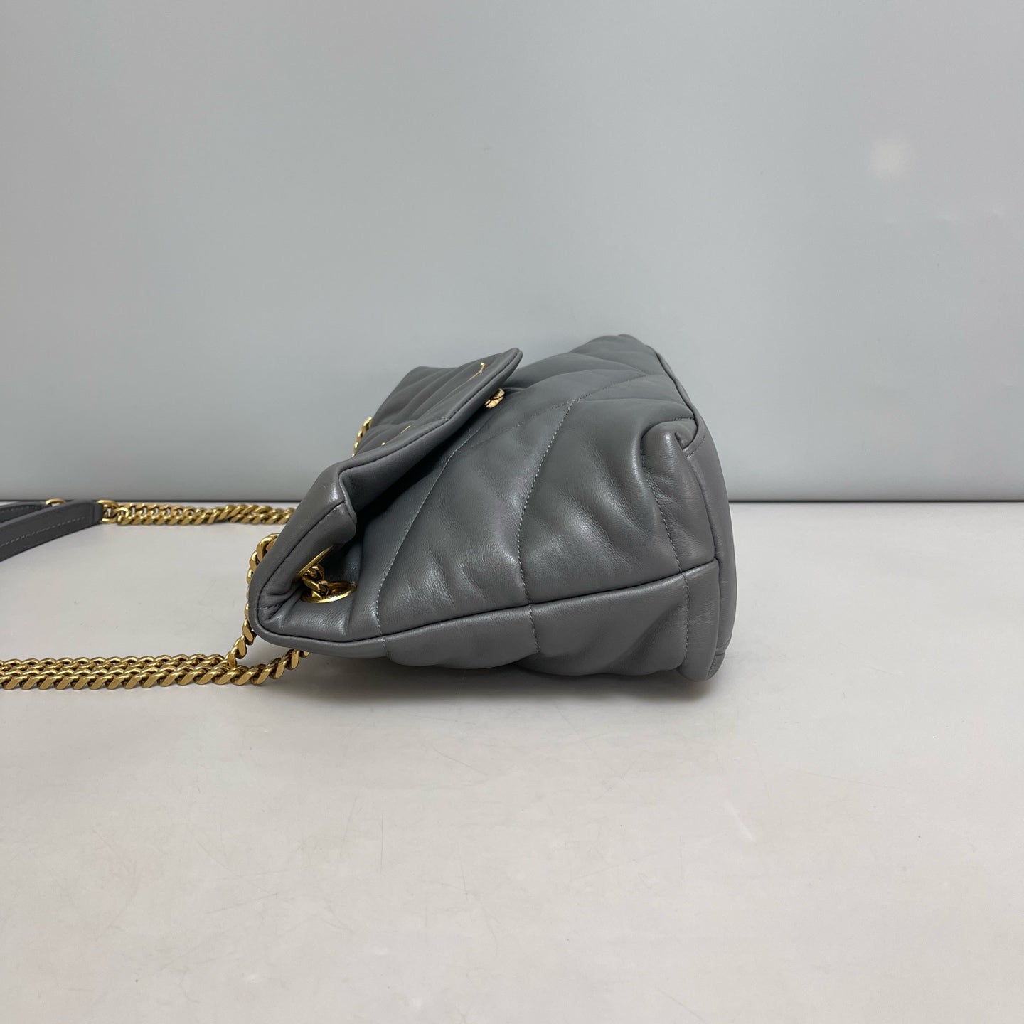 Saint Laurent - Puffer Bag Medium - Leather - Grey - (Medium)