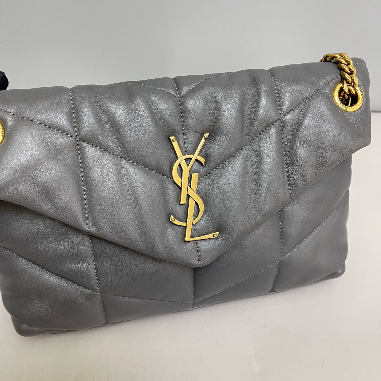 Saint Laurent - Puffer Bag Medium - Leather - Grey - (Medium)