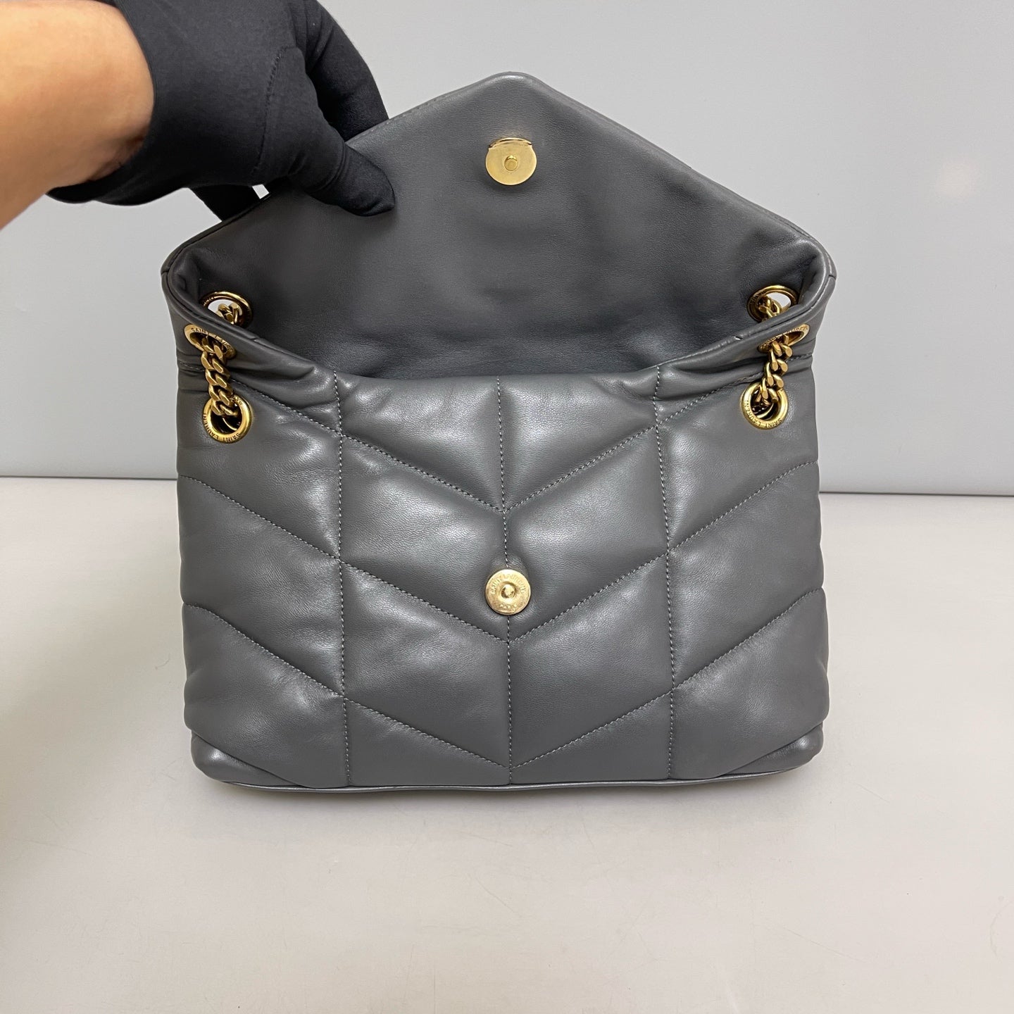 Saint Laurent - Puffer Bag Medium - Leather - Grey - (Medium)