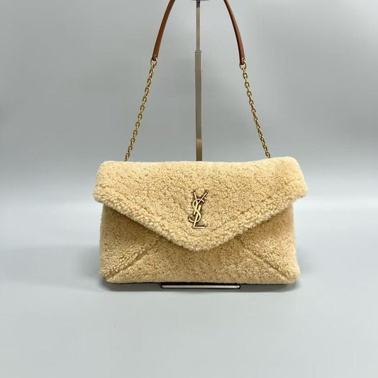 Saint Laurent - Puffer Envelope - Lamb wool - Beige with Gold-Tone Hardware - (Medium)