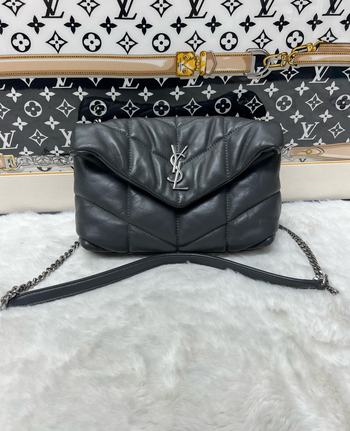 Saint Laurent - Puffer - Leather - Grey