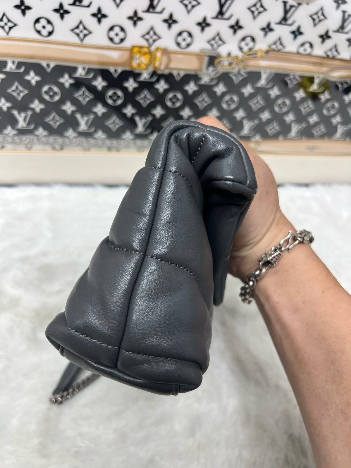 Saint Laurent - Puffer - Leather - Grey
