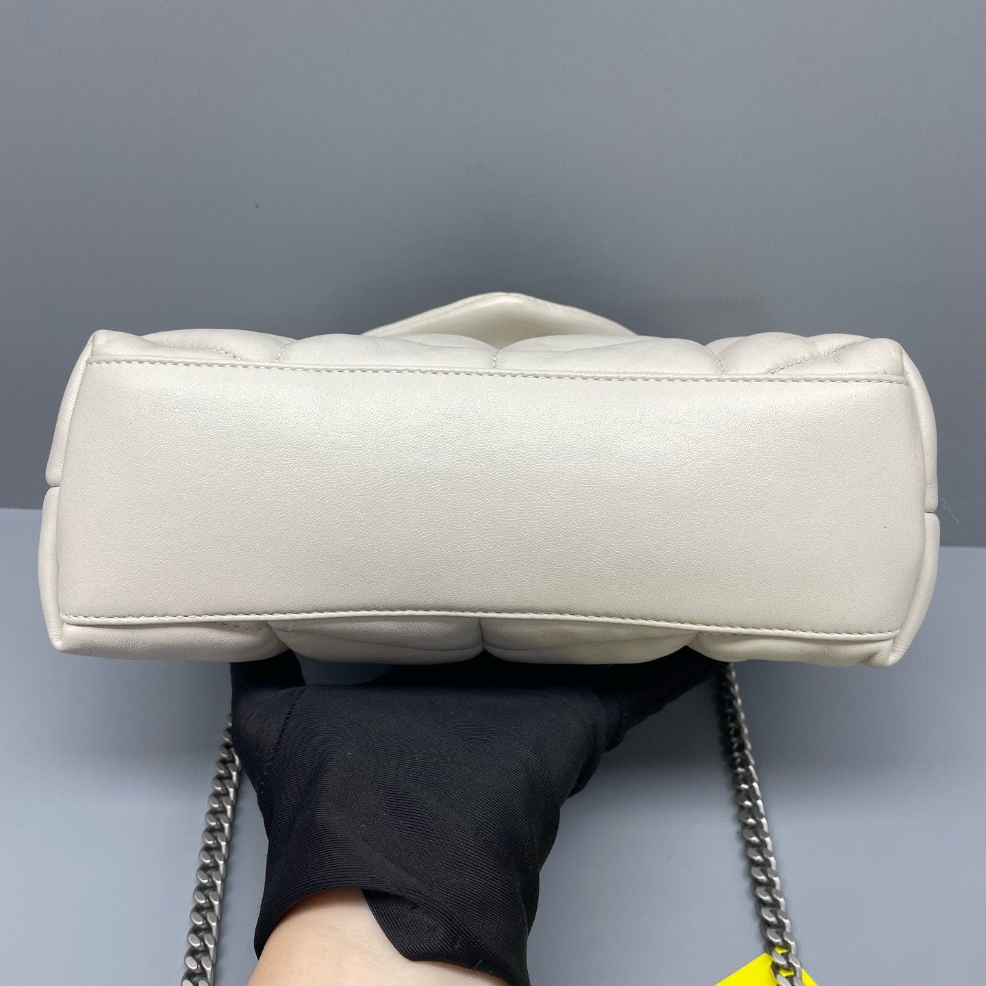 Saint Laurent - Puffer Mini - Lambskin leather - White with Silver-Tone Hardware - (mini)
