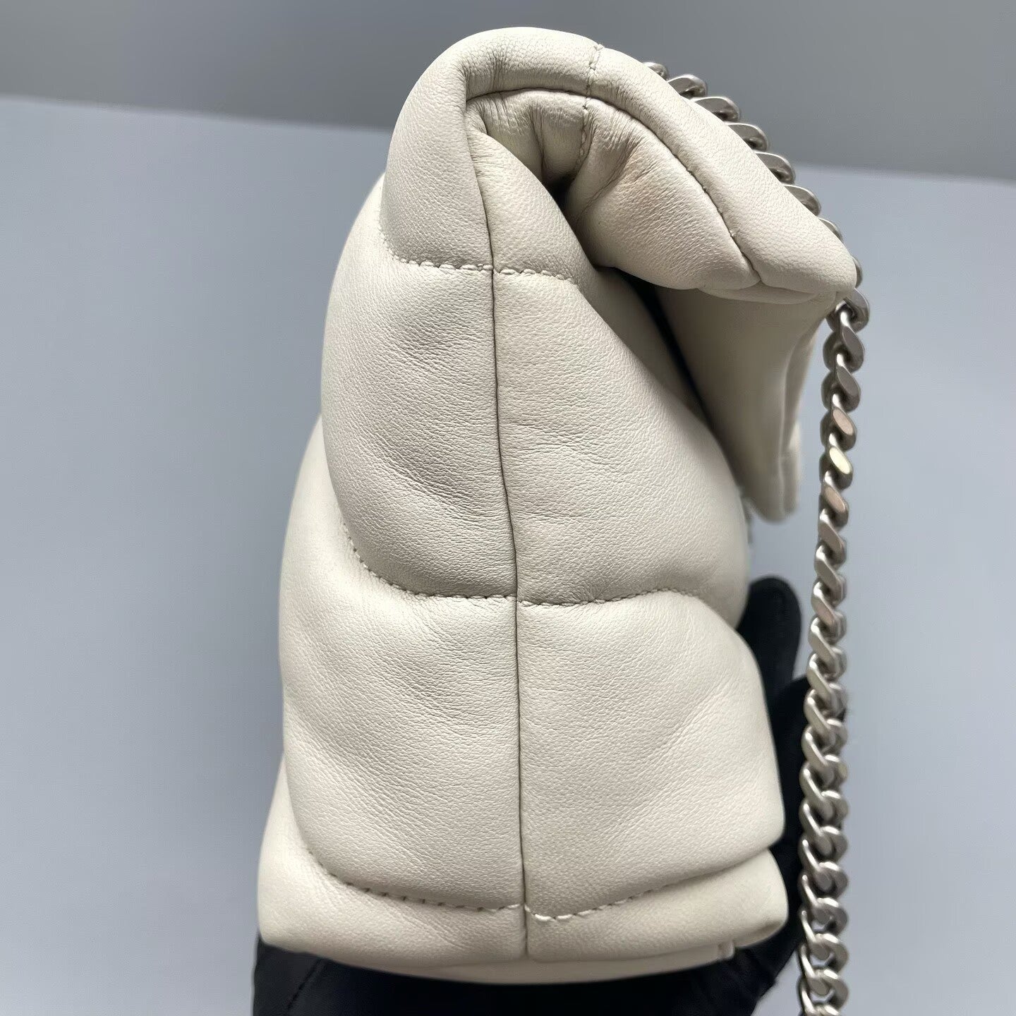 Saint Laurent - Puffer Mini - Lambskin leather - White with Silver-Tone Hardware - (mini)