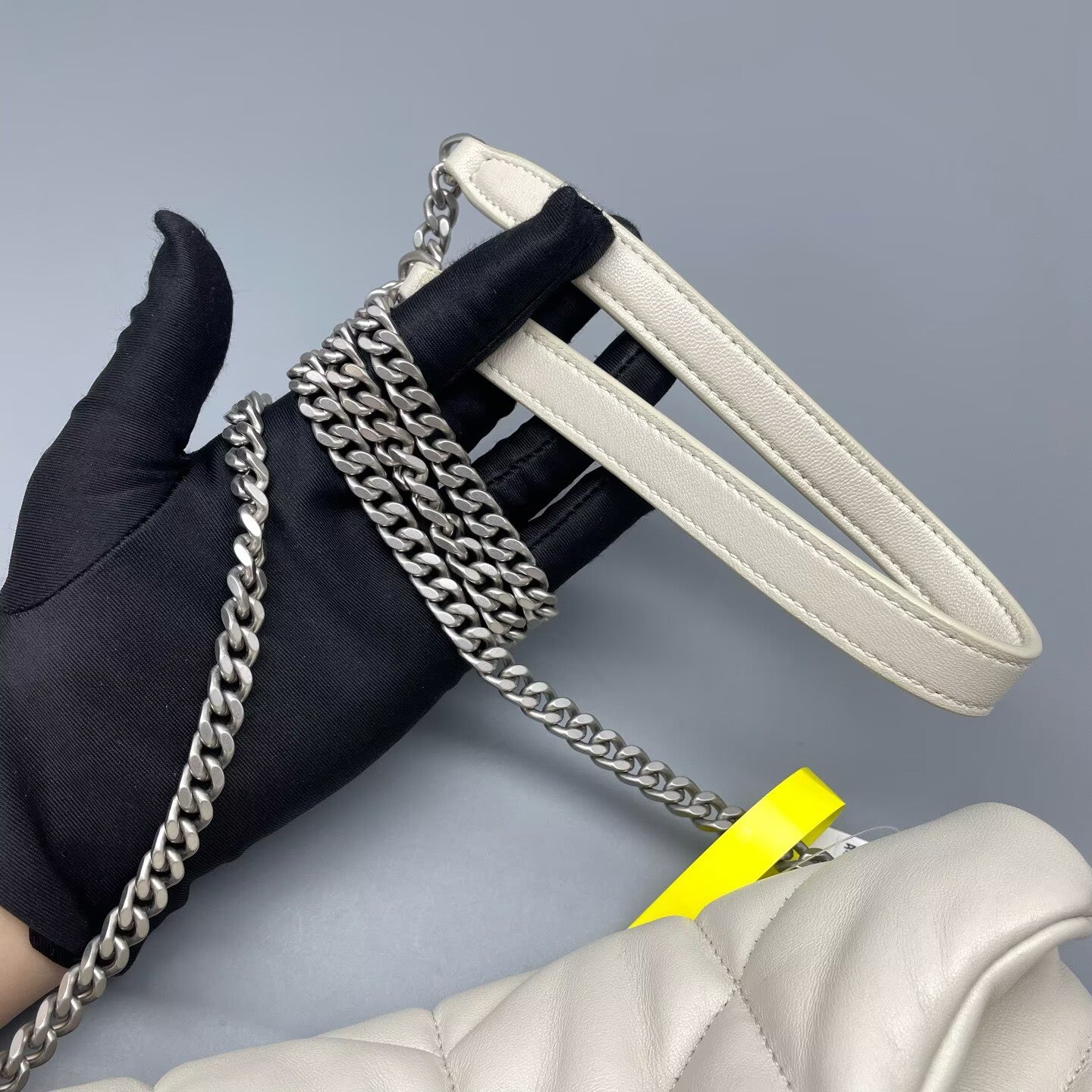 Saint Laurent - Puffer Mini - Lambskin leather - White with Silver-Tone Hardware - (mini)