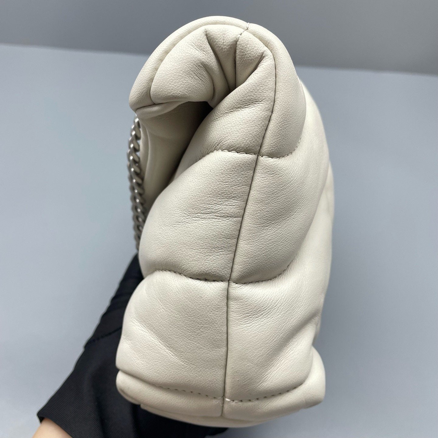Saint Laurent - Puffer Mini - Lambskin leather - White with Silver-Tone Hardware - (mini)