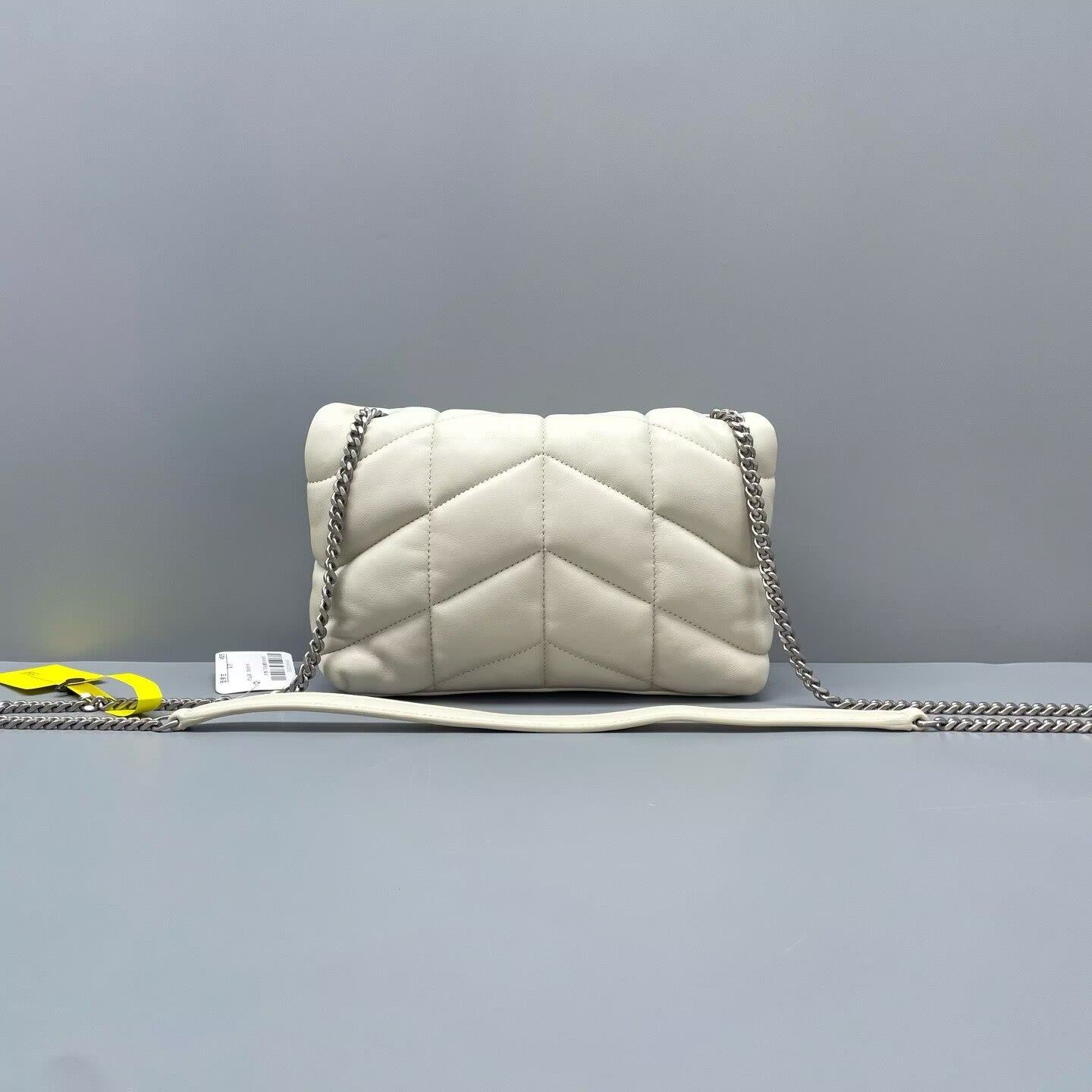 Saint Laurent - Puffer Mini - Lambskin leather - White with Silver-Tone Hardware - (mini)