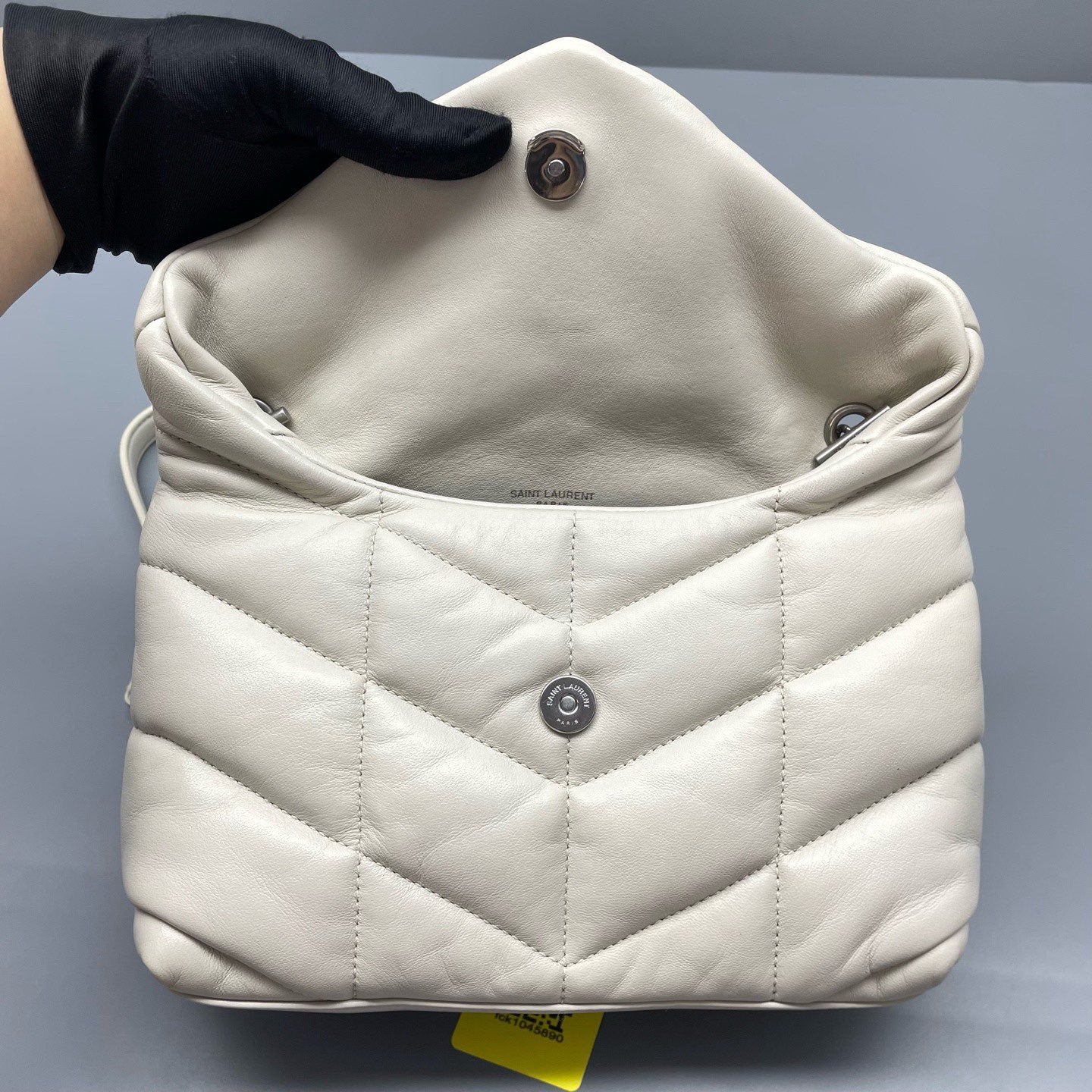 Saint Laurent - Puffer Mini - Lambskin leather - White with Silver-Tone Hardware - (mini)